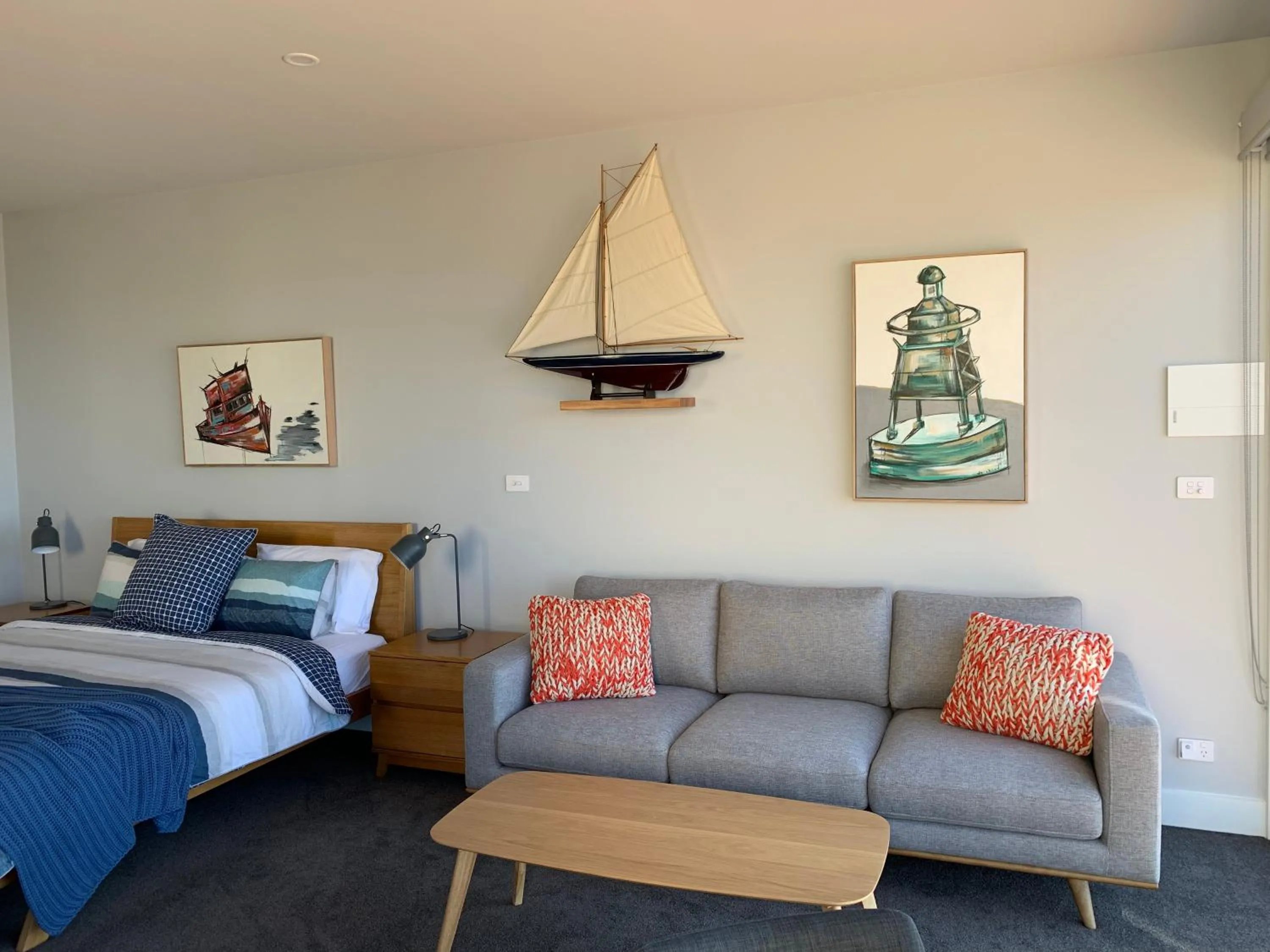 Living room, Bed in Boat Harbour Jetty B&B