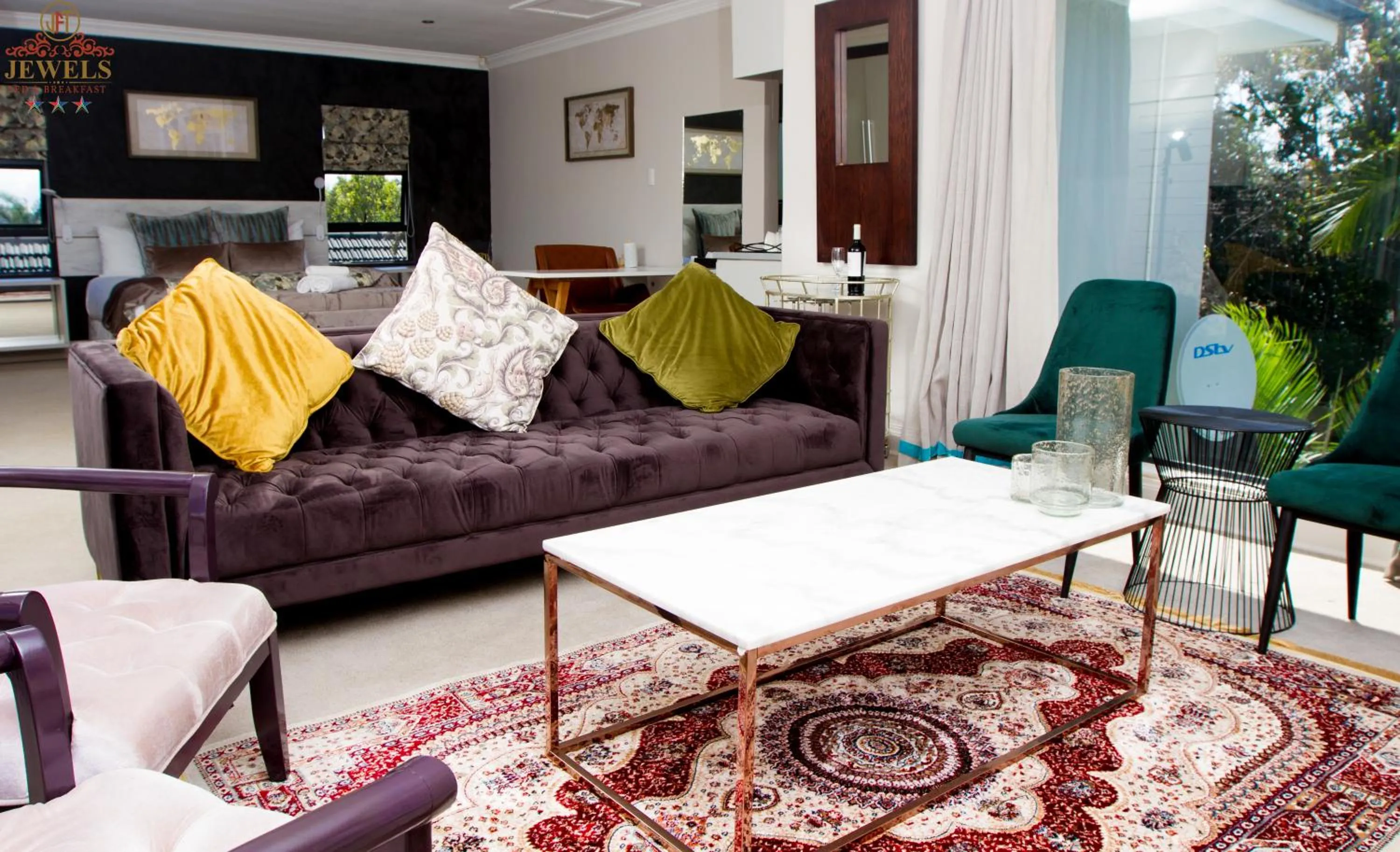 Seating area in JFT Jewels Guest House