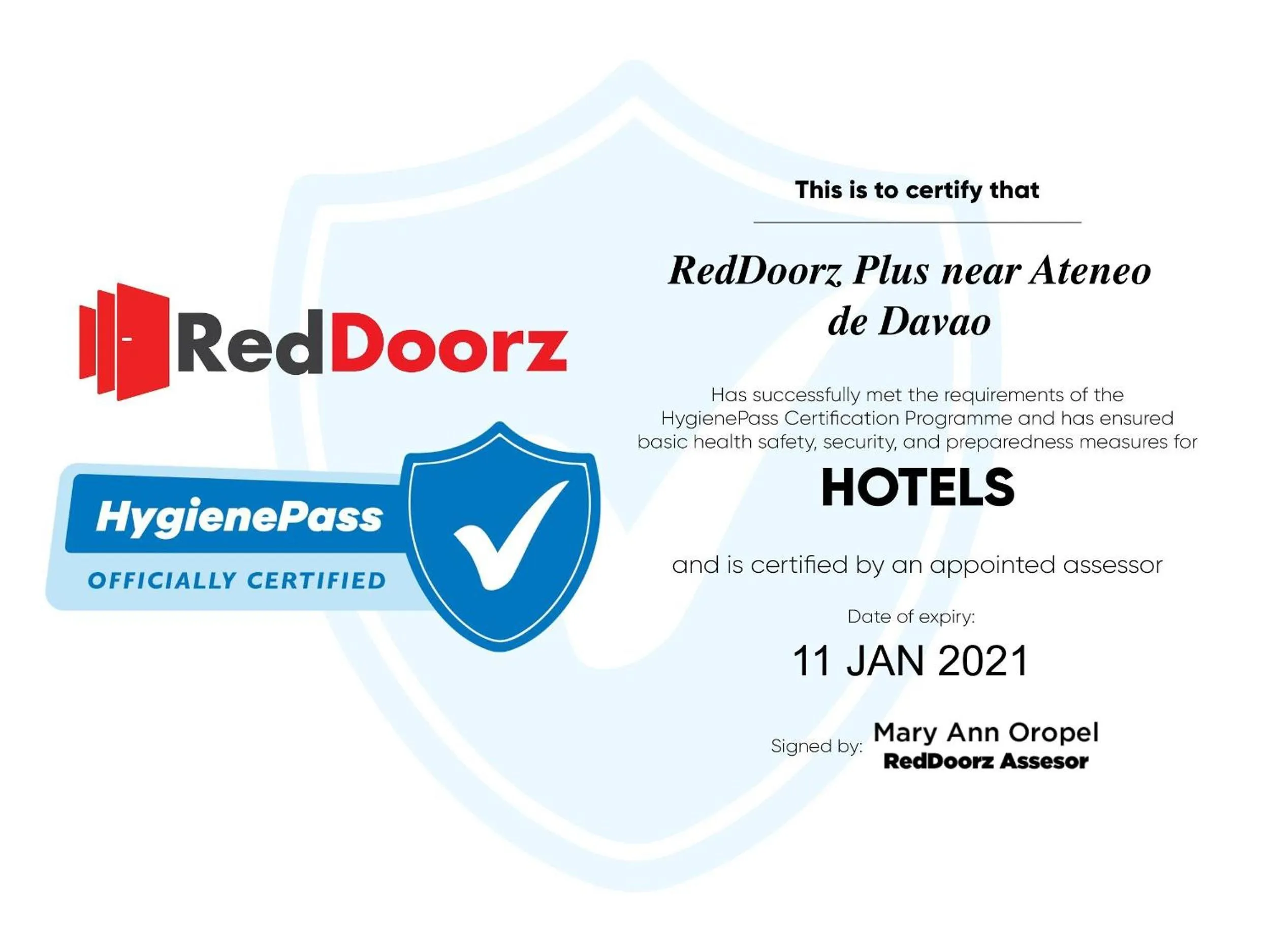 Certificate/Award in RedDoorz Plus near Ateneo de Davao