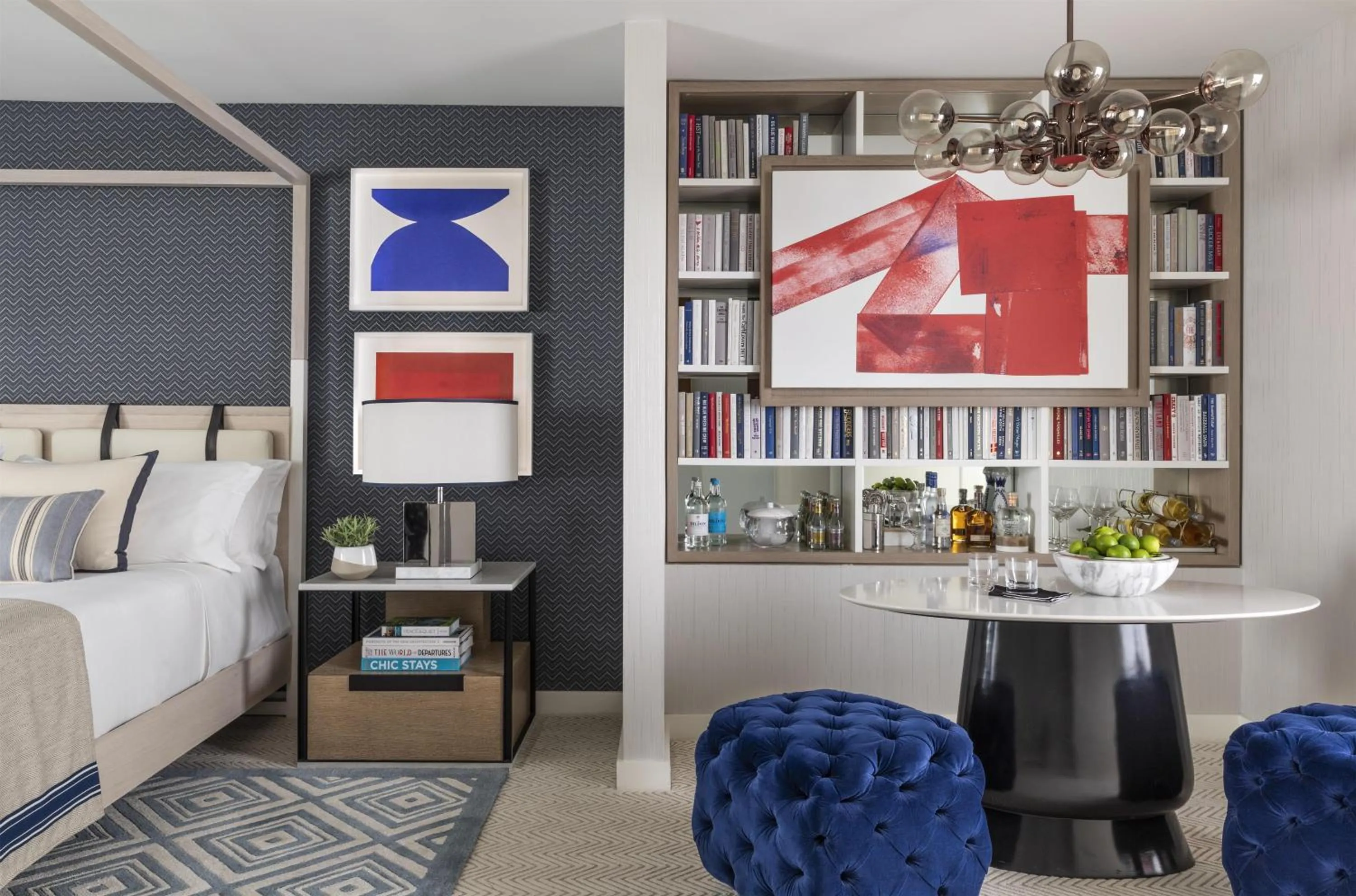 Living room, Bed in Oceana Santa Monica, LXR Hotels & Resorts