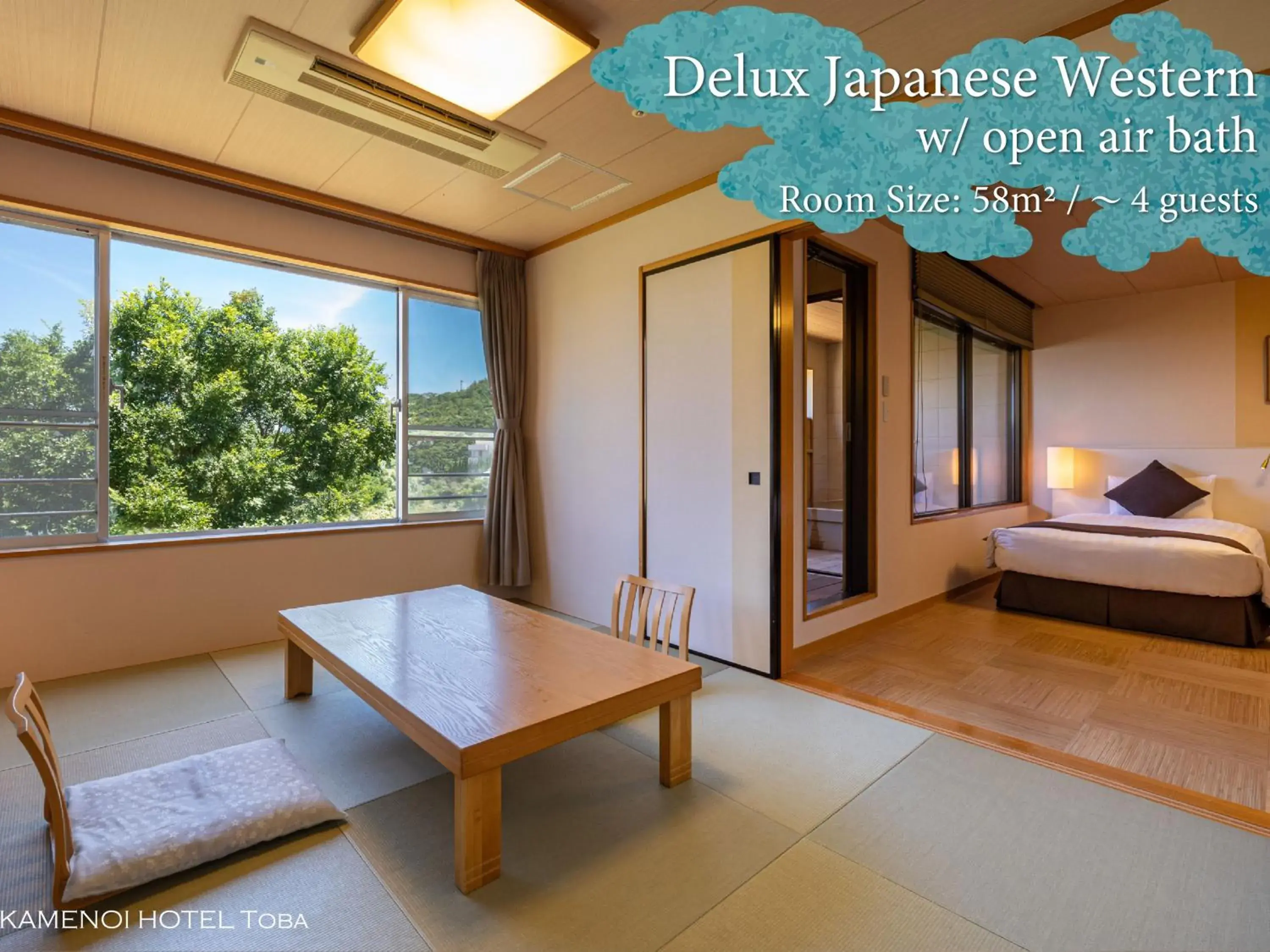 Deluxe Japanese-Western style Room with Open-air Bath in KAMENOI HOTEL Toba Deluxe Japanese-Western style Room with Open-air Bath in KAMENOI HOTEL Toba