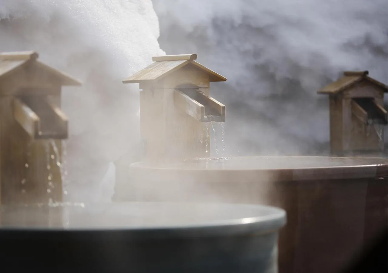 Open Air Bath in Sasakura onsen Ryuunso