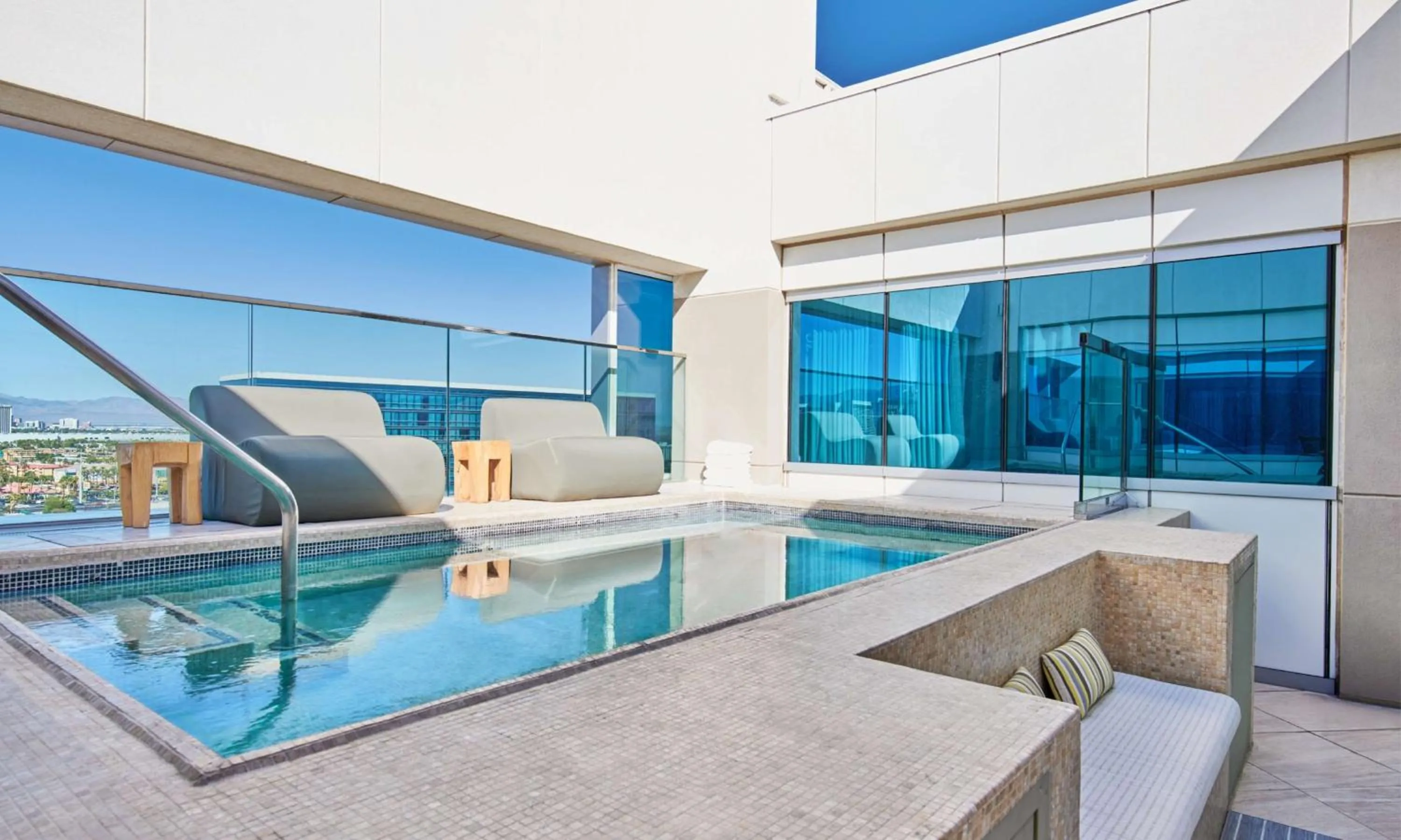 Living room in Virgin Hotels Las Vegas, Curio Collection by Hilton