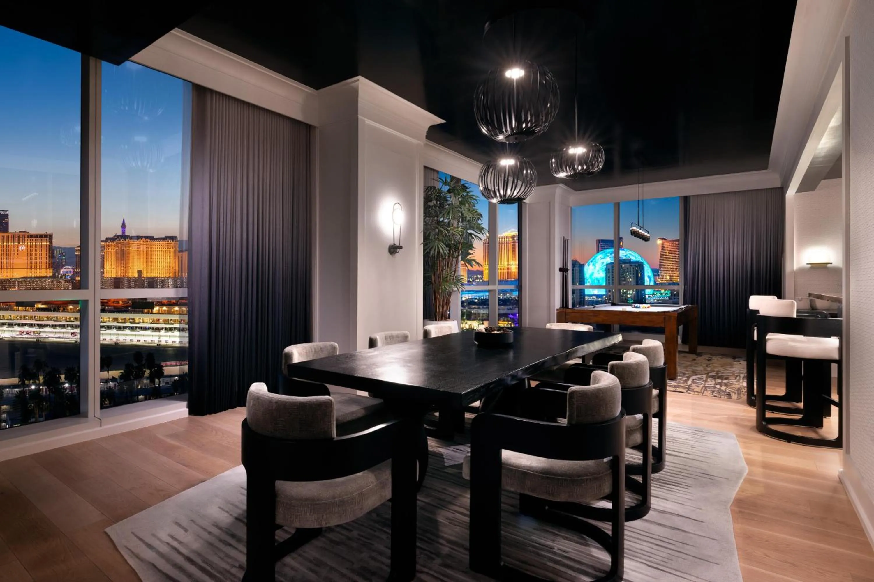 Living room in Virgin Hotels Las Vegas, Curio Collection by Hilton