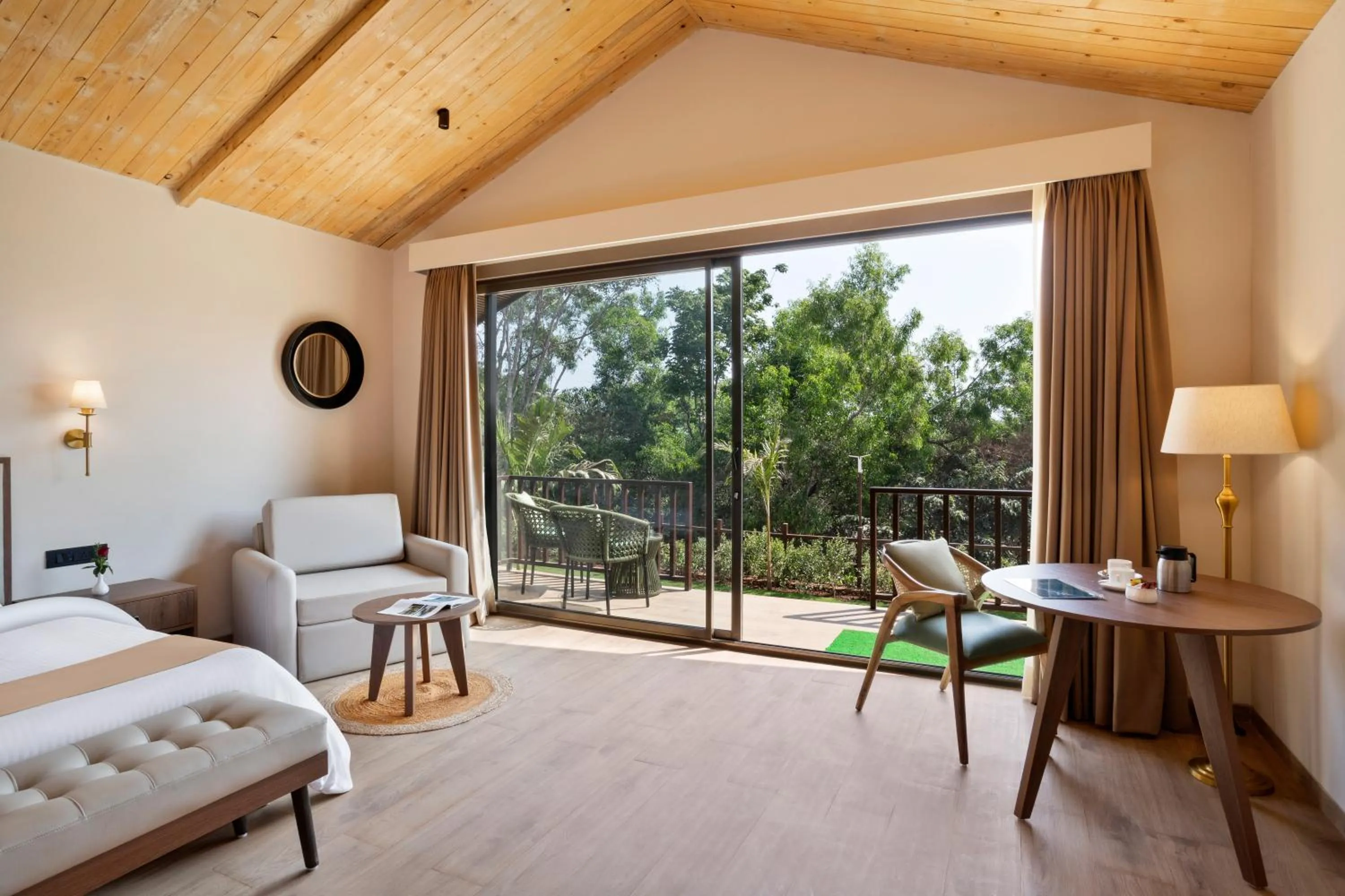 View (from property/room), Bed in Stone Wood Premier Gokarna