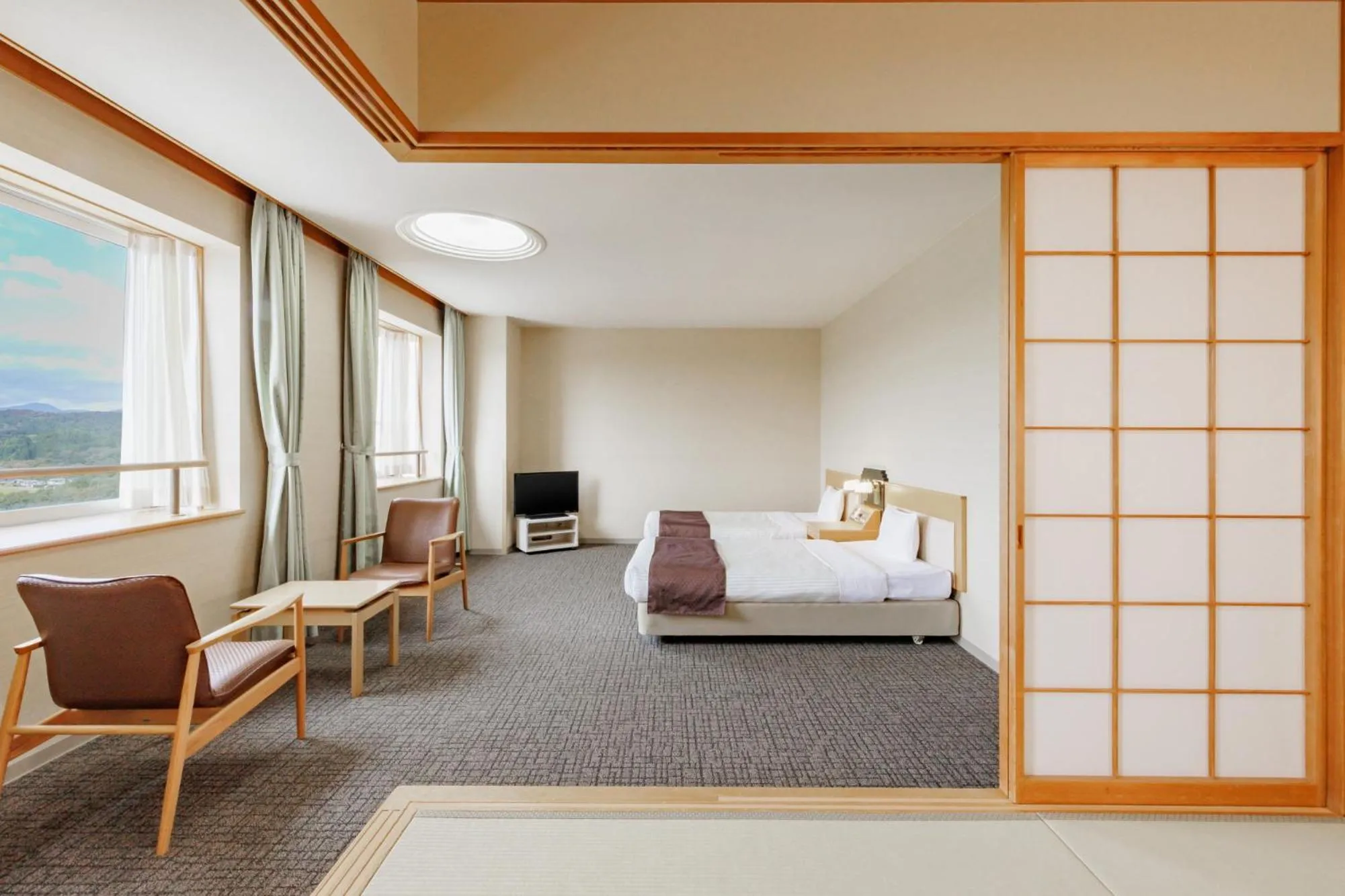 View (from property/room), Bed in KAMENOI HOTEL Ichinoseki