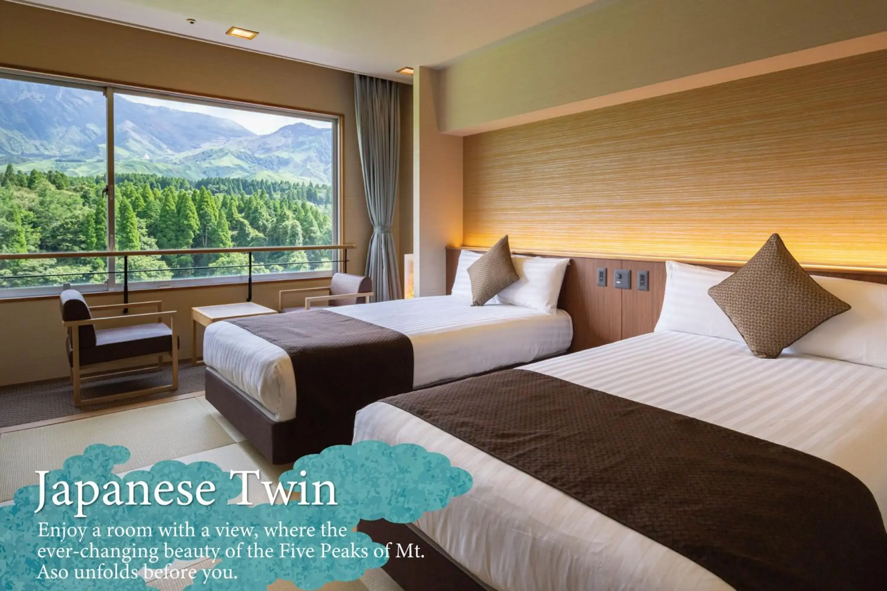 Japanese-Style Room with Twin Bed without Private Bath in KAMENOI HOTEL Aso Japanese-Style Room with Twin Bed without Private Bath in KAMENOI HOTEL Aso