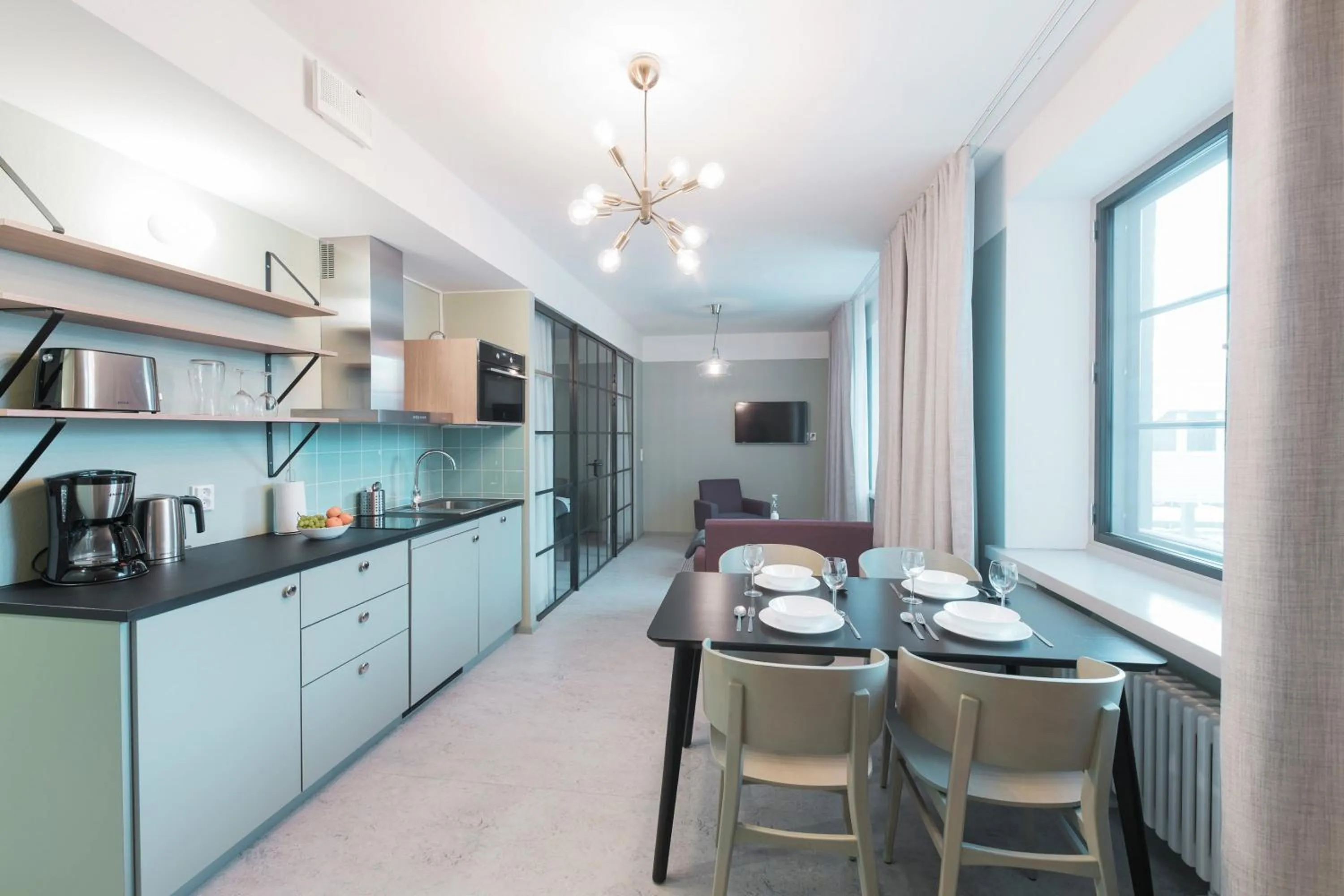 Kitchen or kitchenette in Forenom Aparthotel Jyväskylä