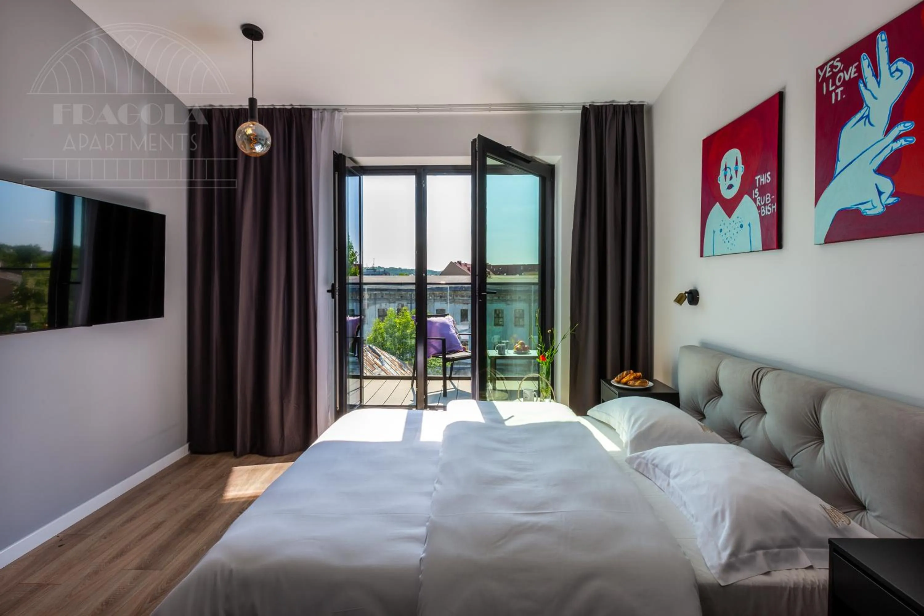 Bed in Fragola Apartments Rajska 3 - modern studios, park