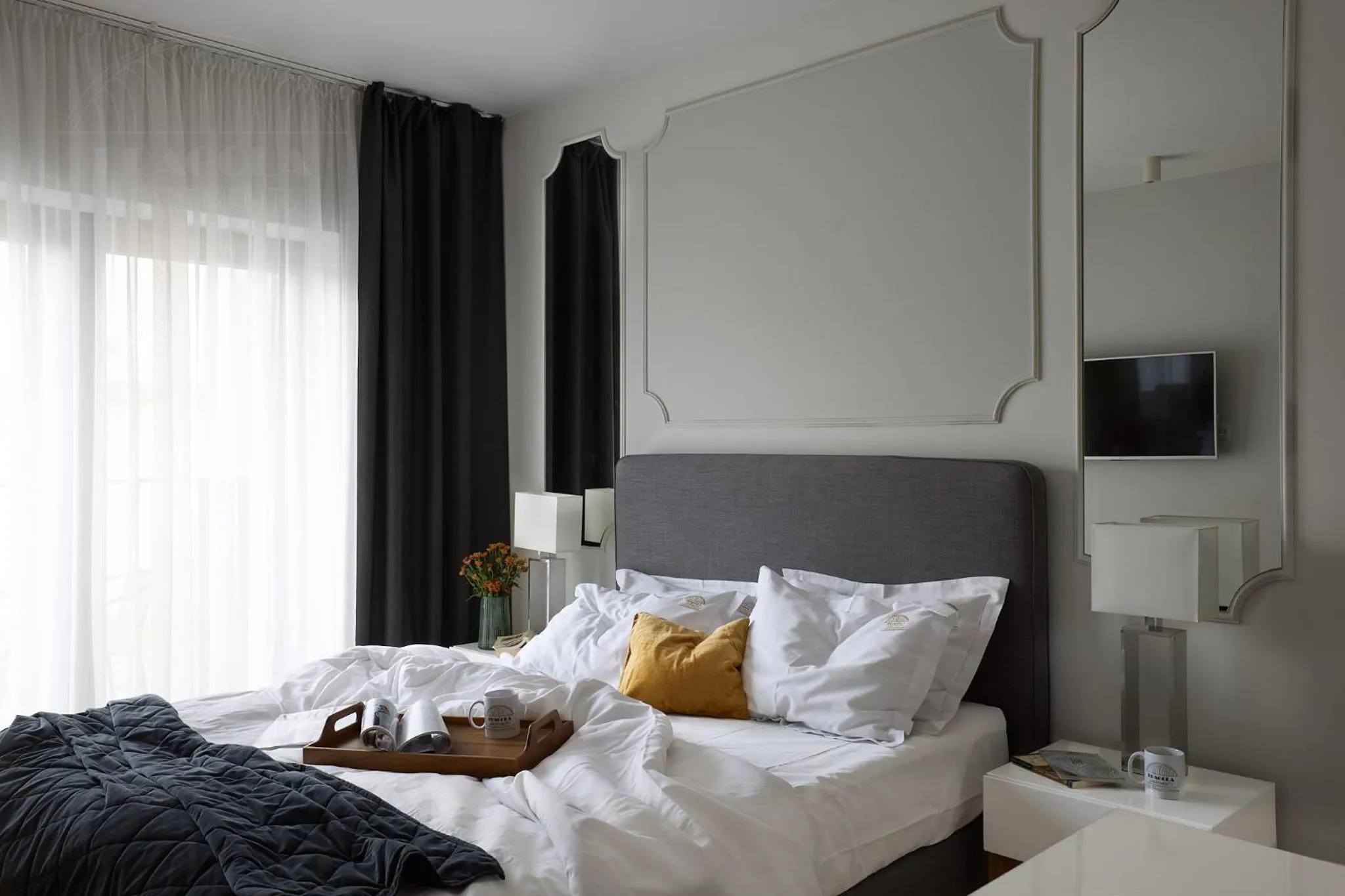 Bed in Fragola Apartments Rajska 3 - modern studios, park