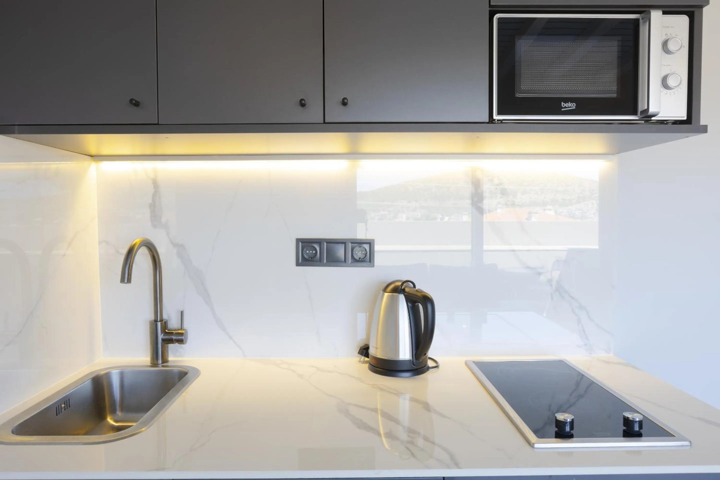 Kitchen or kitchenette in AEGEAN Apartments - Marina & Chios Island View