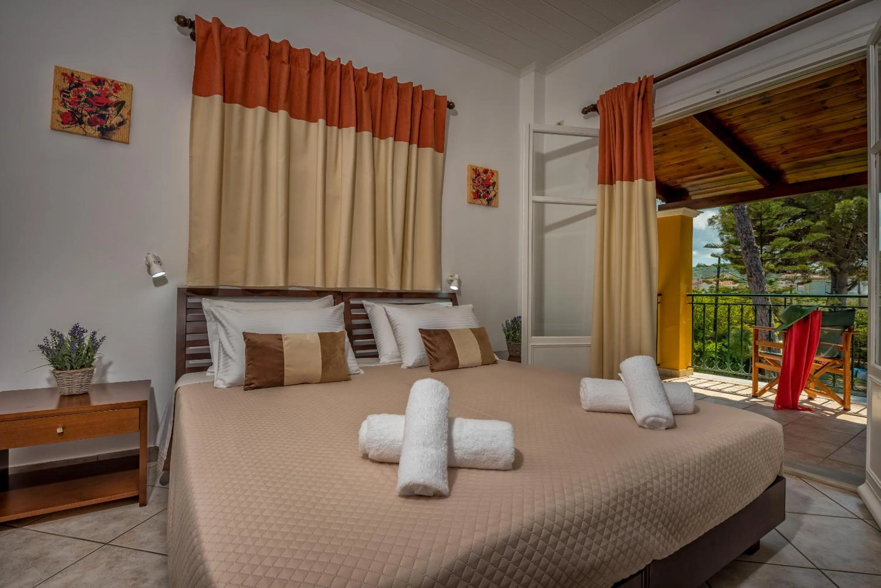 Bed in Zarkadis Beach Apartments