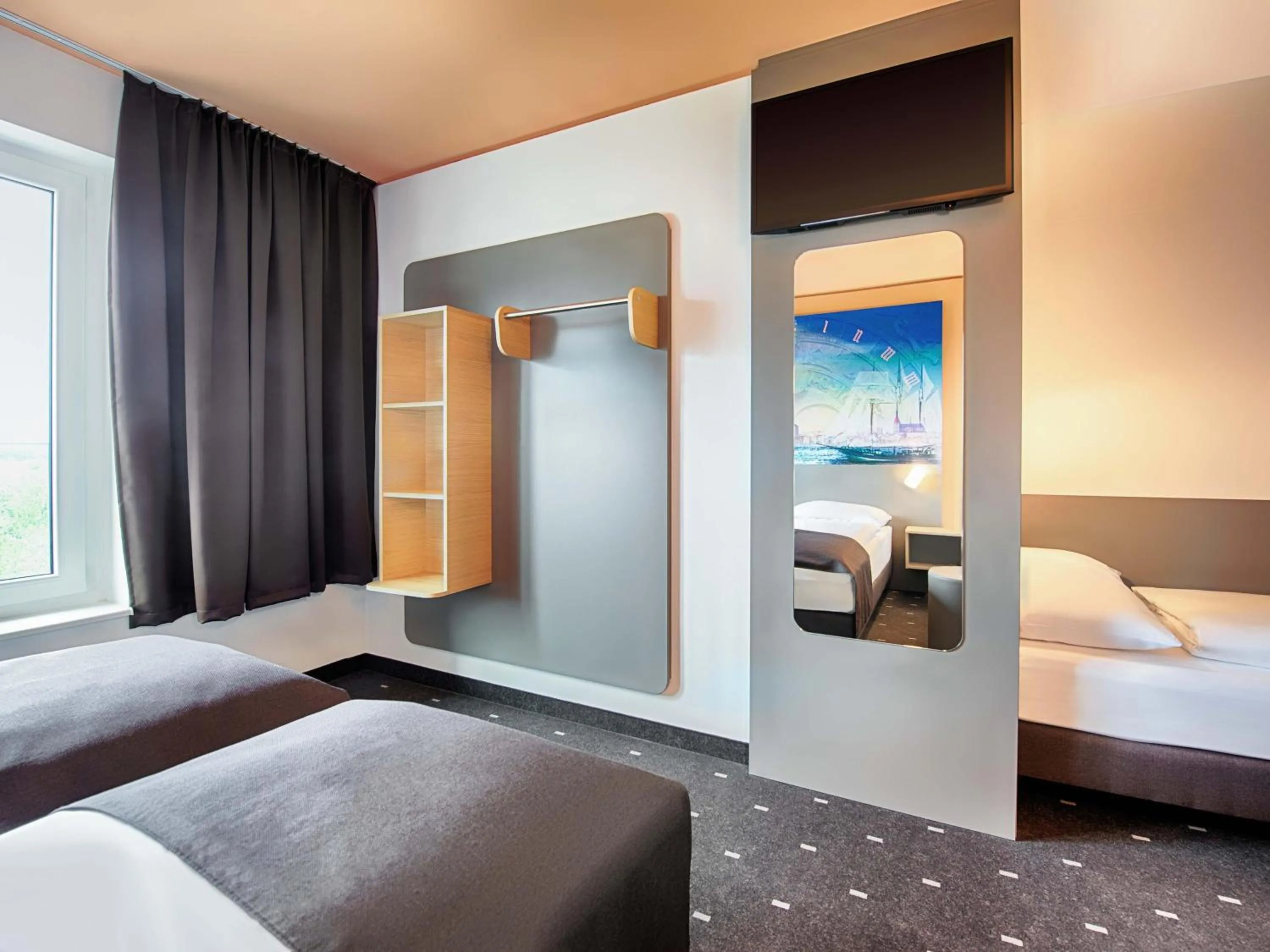 Photo of the whole room, Bed in B&B Hotel Rostock-Hafen