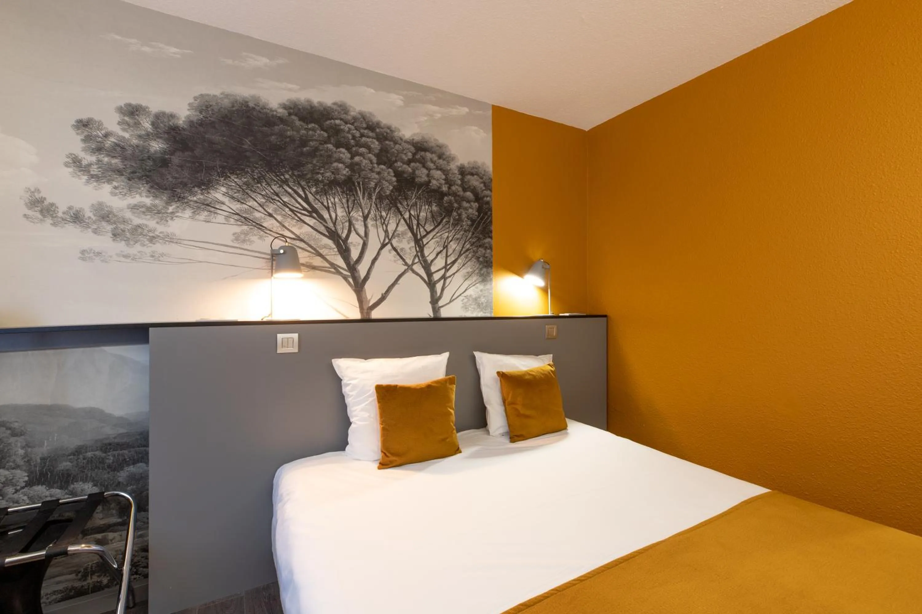 Bedroom, Bed in Logis Hôtel du Haut-Bugey