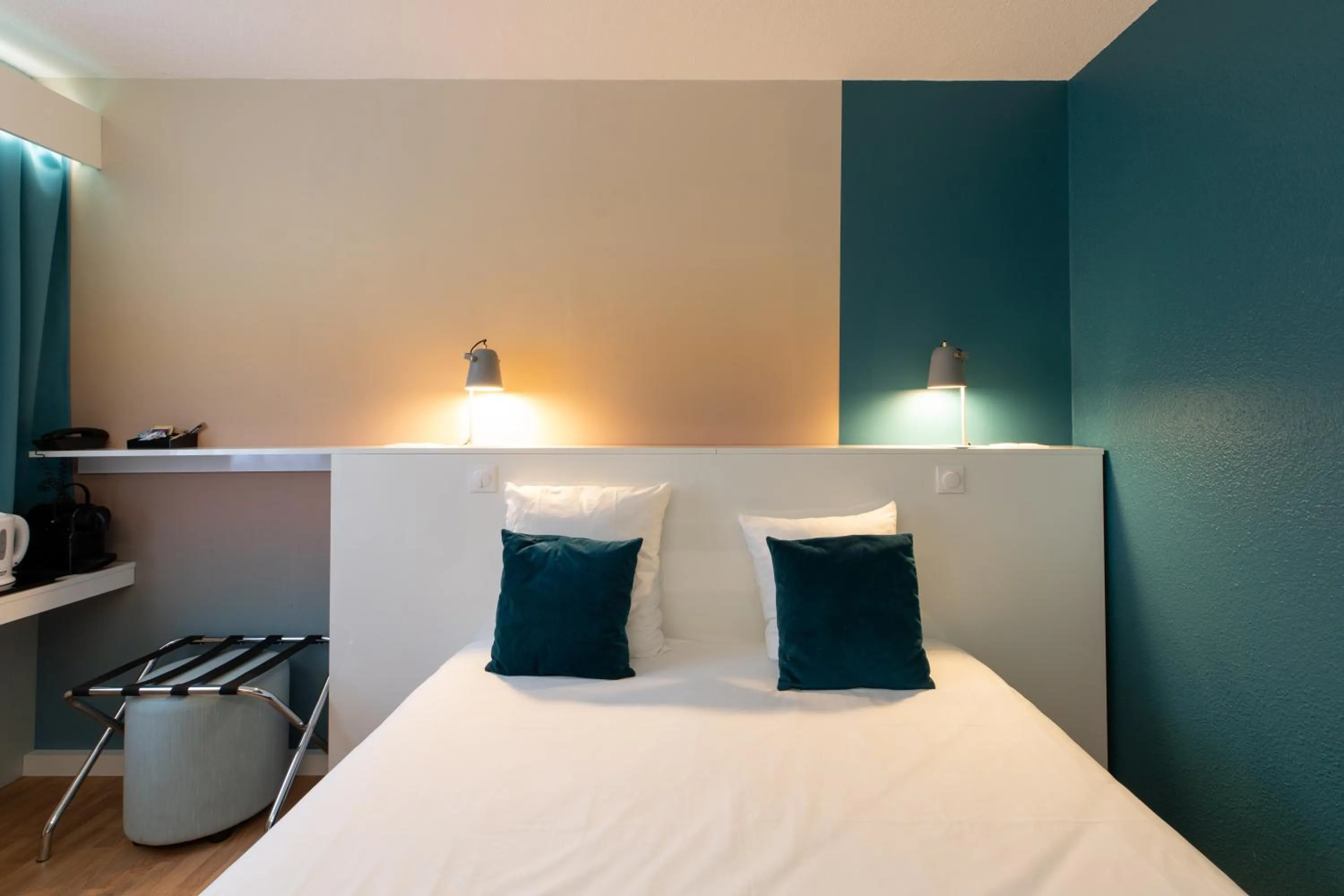 Bedroom, Bed in Logis Hôtel du Haut-Bugey