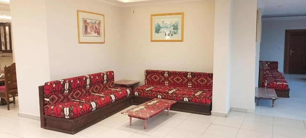 Seating area in Eco green pyramids hotel