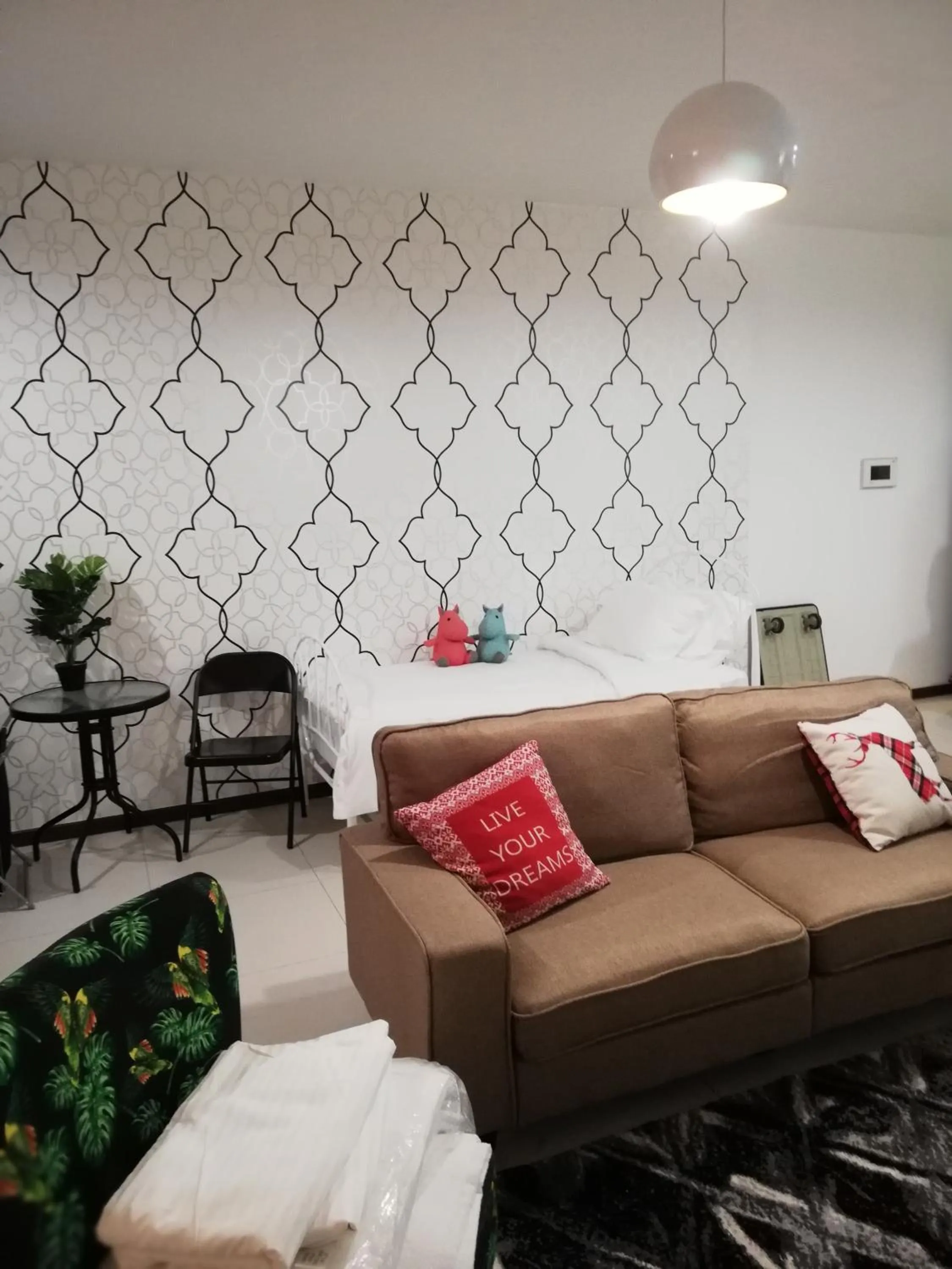 Living room, Bed in Seaview Landmark Studio Homestay at Gurney 无敌海景套房