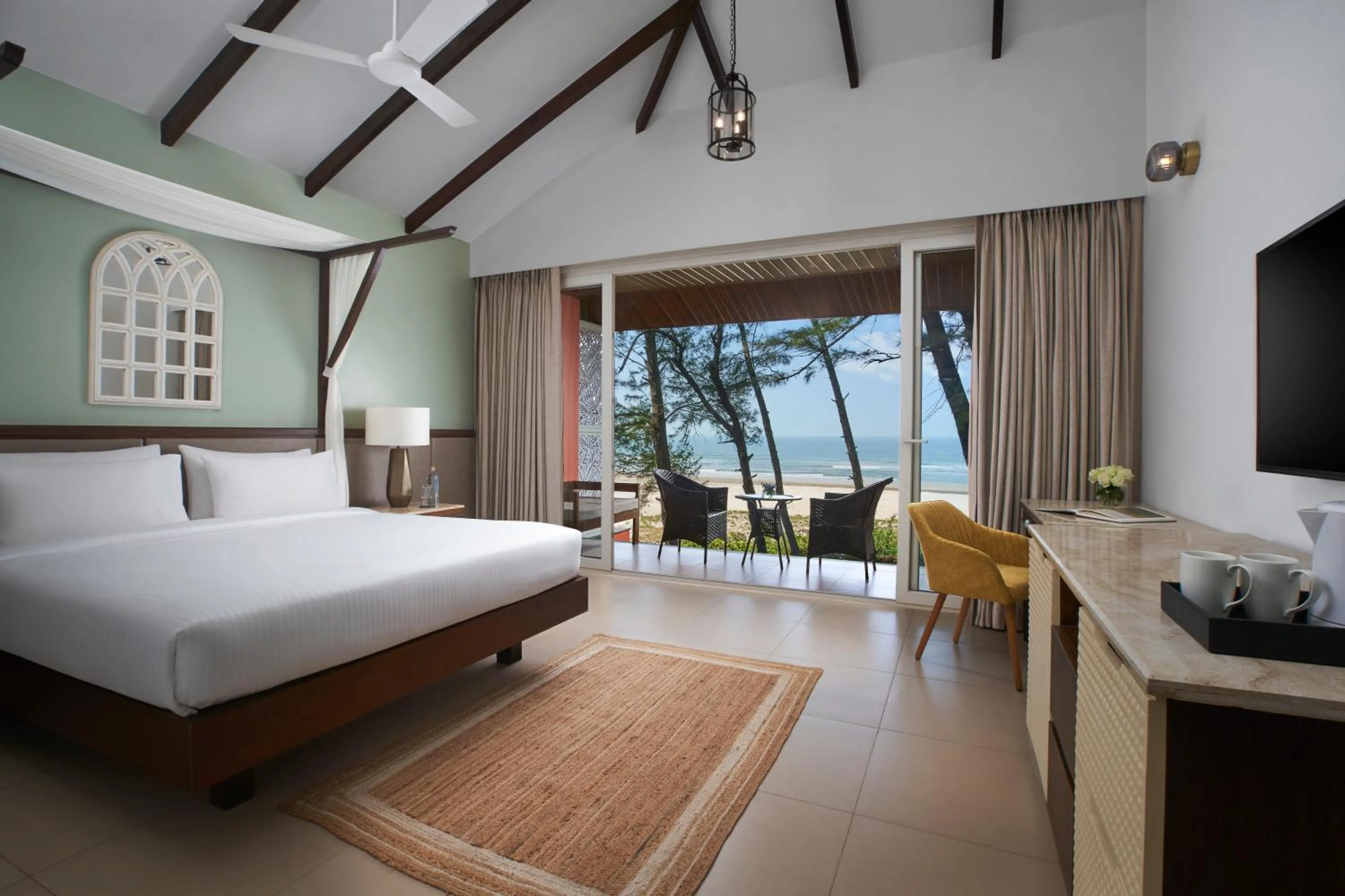 View (from property/room), Bed in Mandrem Beach Resort, a member of Radisson Individuals Retreat