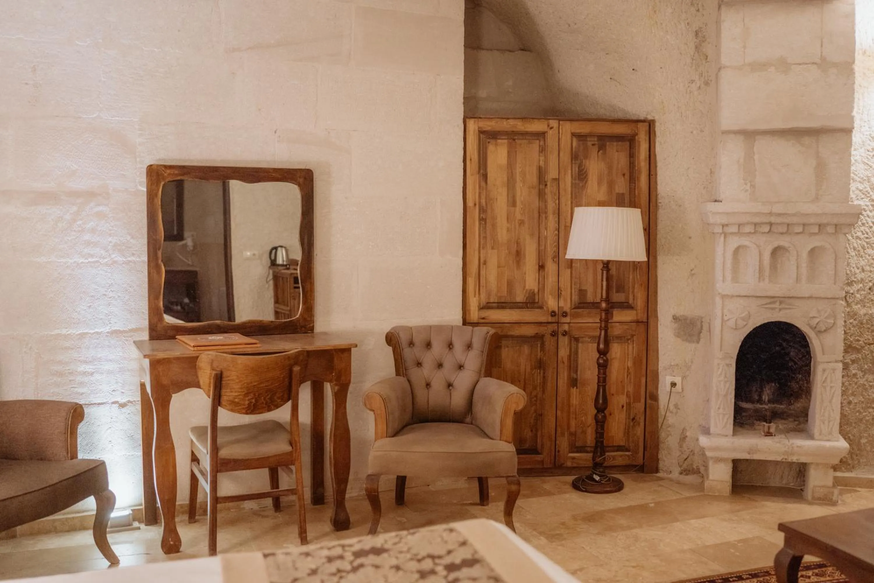 fireplace in Kismet Cave Mansion