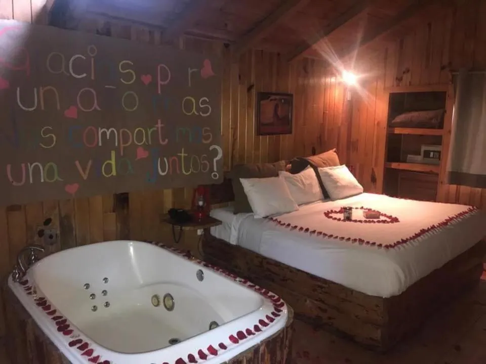 Bed in Cabañas El Estribo Hotel