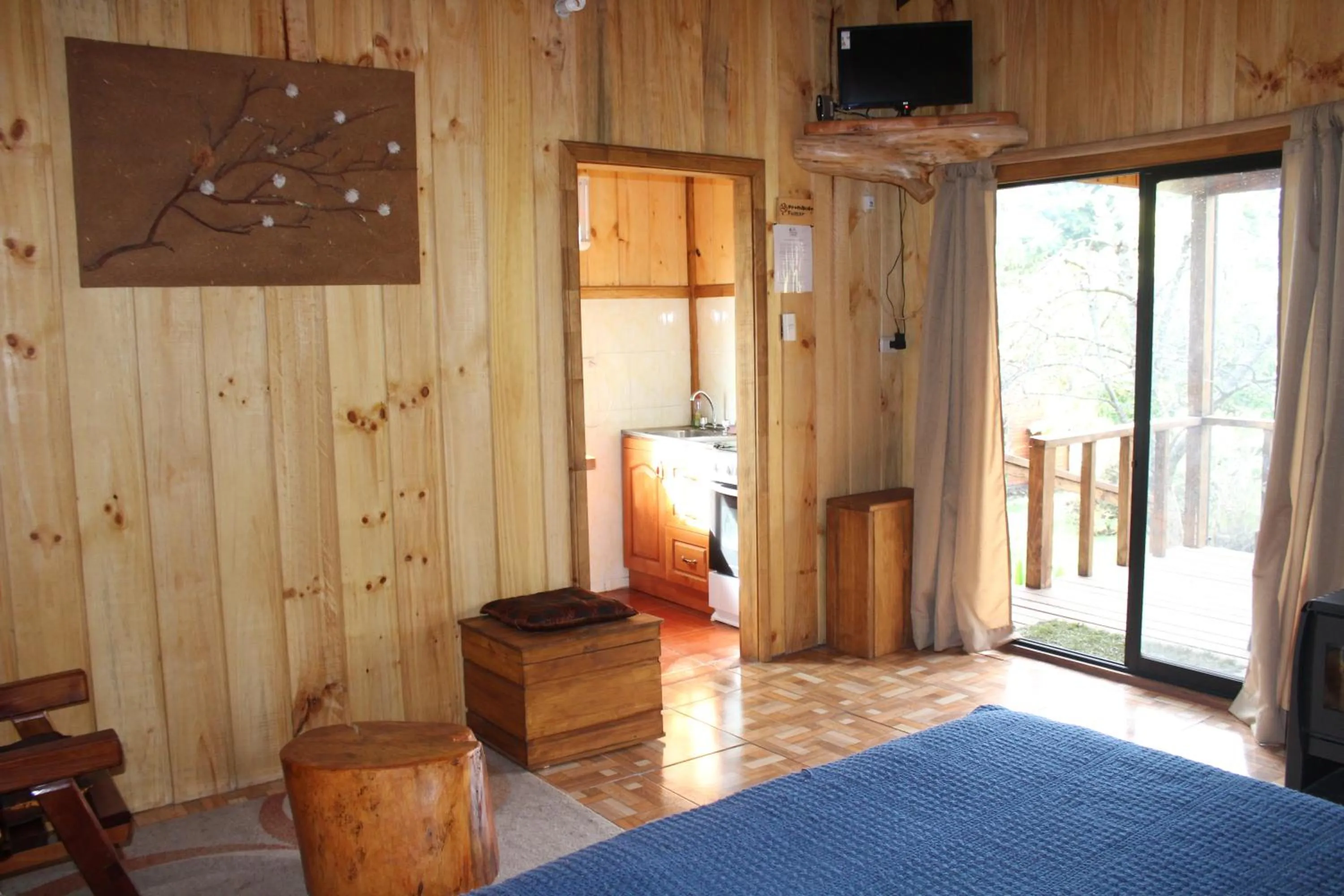 Kitchen or kitchenette, Bed in Apart hotel Puchaley Lafquen