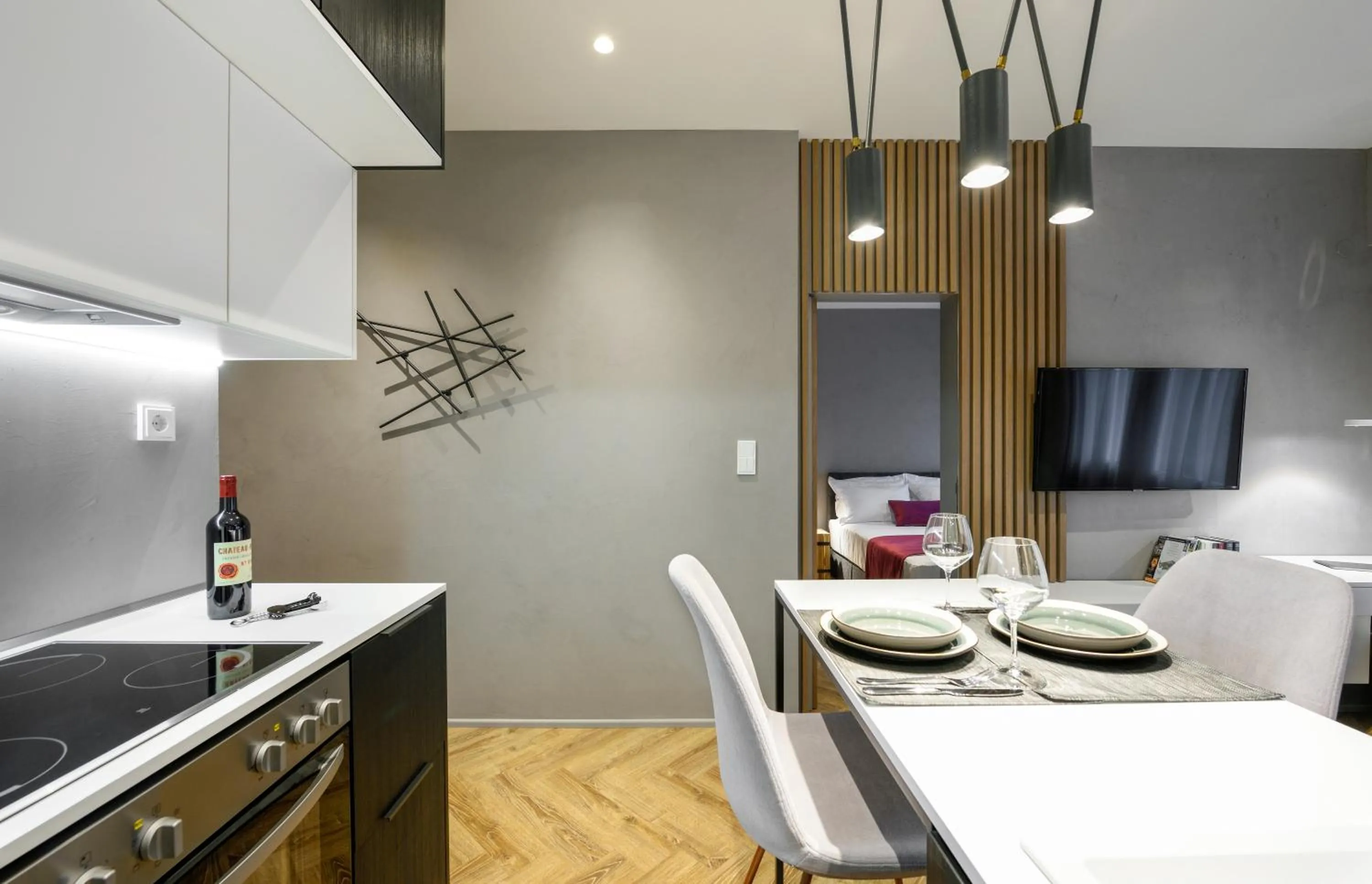 Kitchen or kitchenette in Olvios Luxury Suites