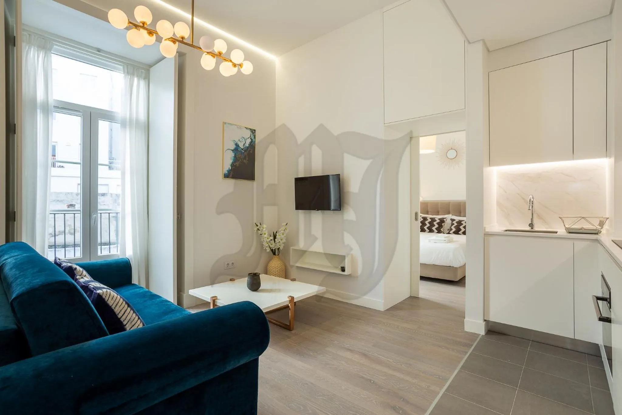 TV and multimedia, Bed in Morgan-Jupiter Apartments