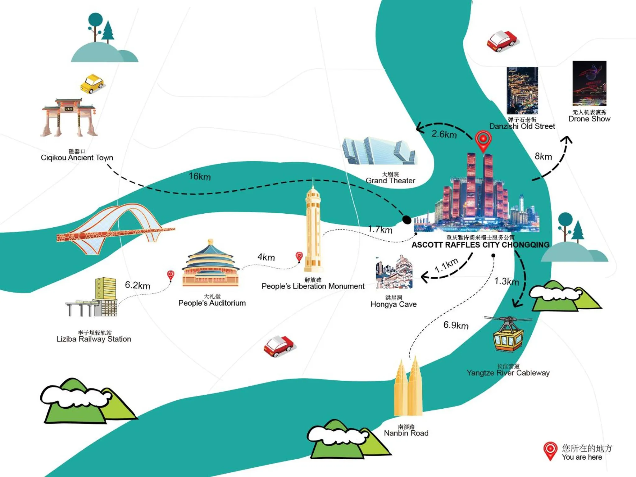 Location in Ascott Raffles City Chongqing