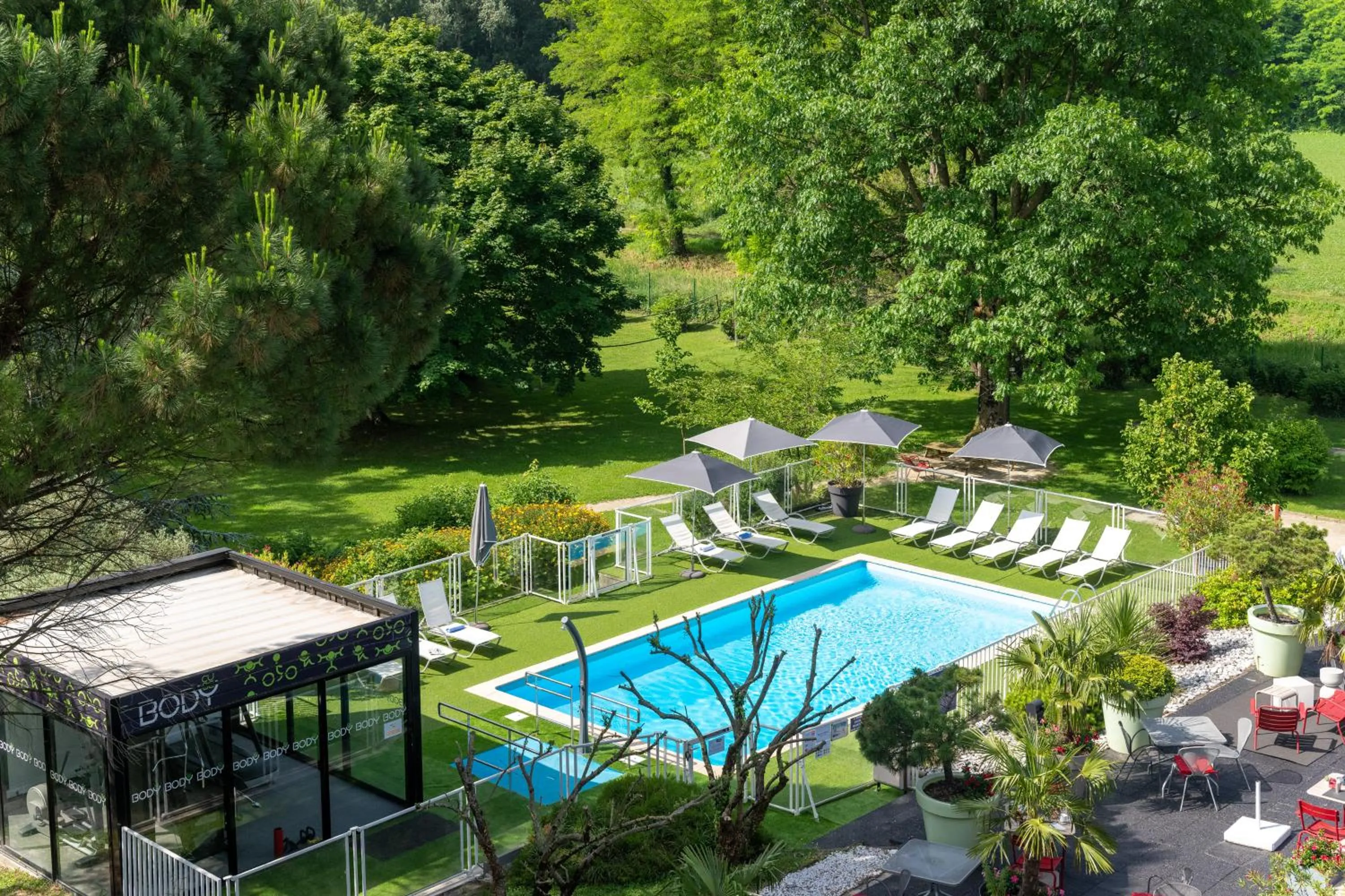 Pool view in Novotel Grenoble Nord Voreppe