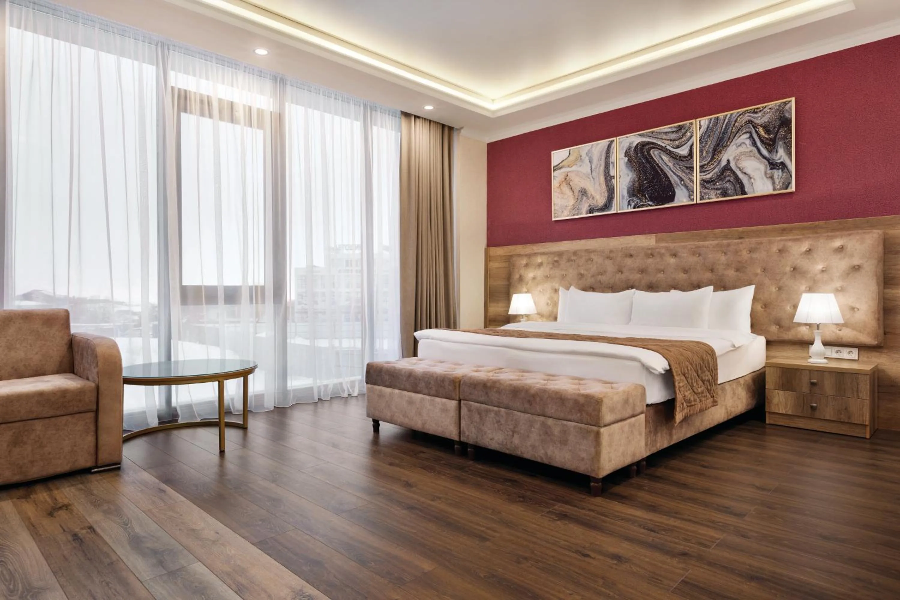 Living room, Bed in Ramada by Wyndham Shymkent