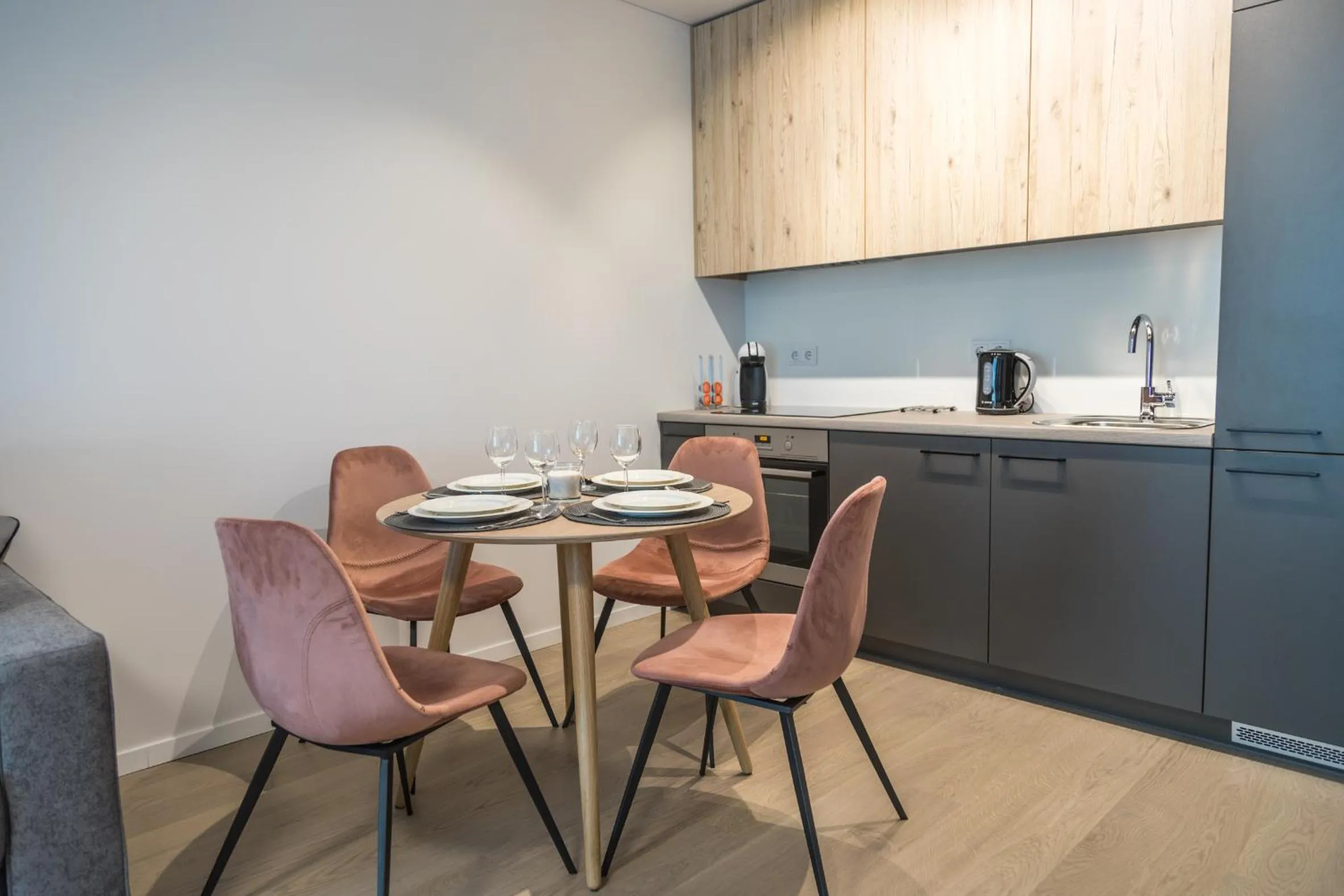 Kitchen or kitchenette in Apartment Hotel Laisve