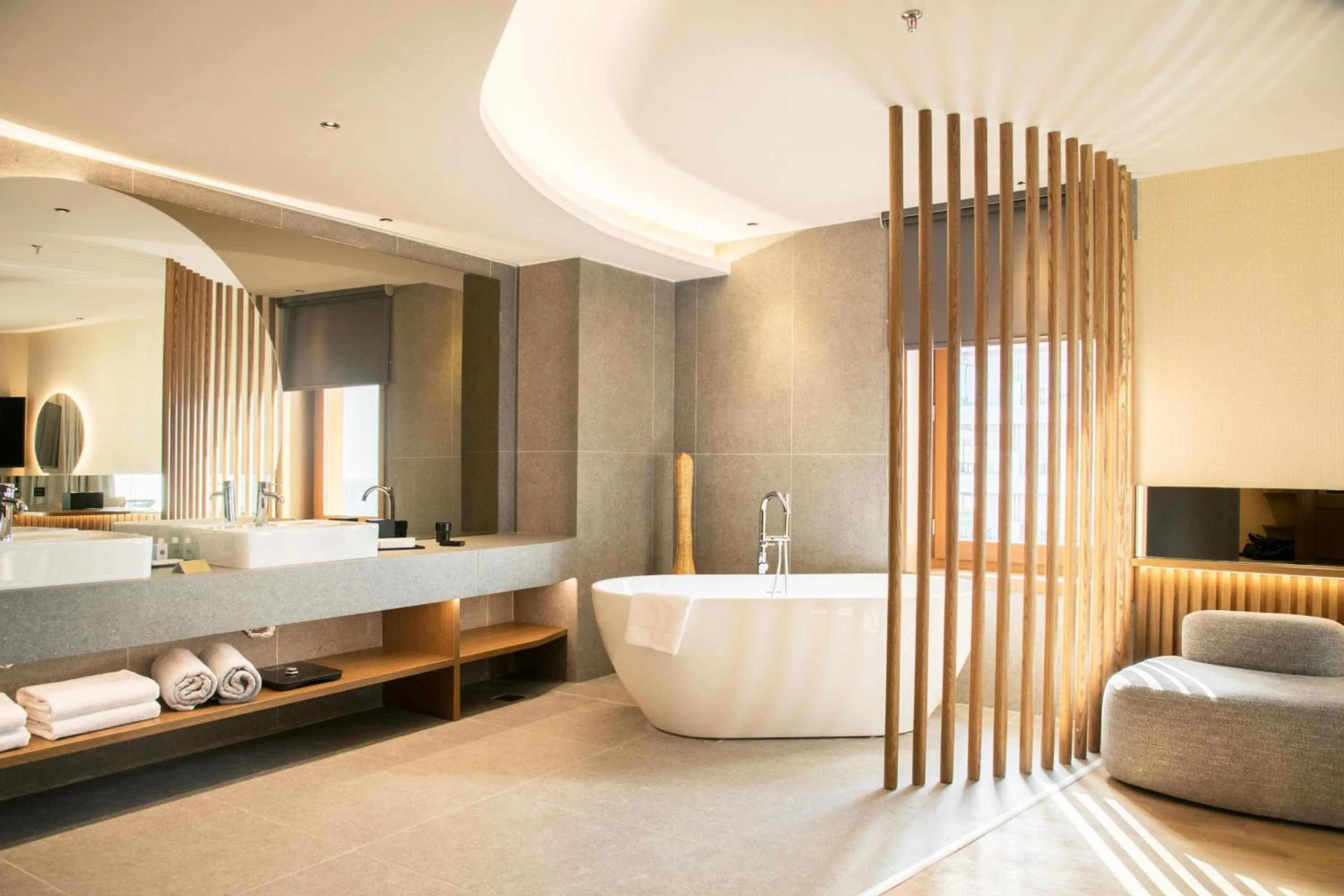 Bathroom, Bed in AKASHA Beach Hotel & Spa