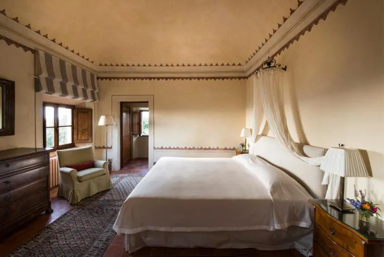 Bedroom, Bed in Borgo Pignano Tuscany