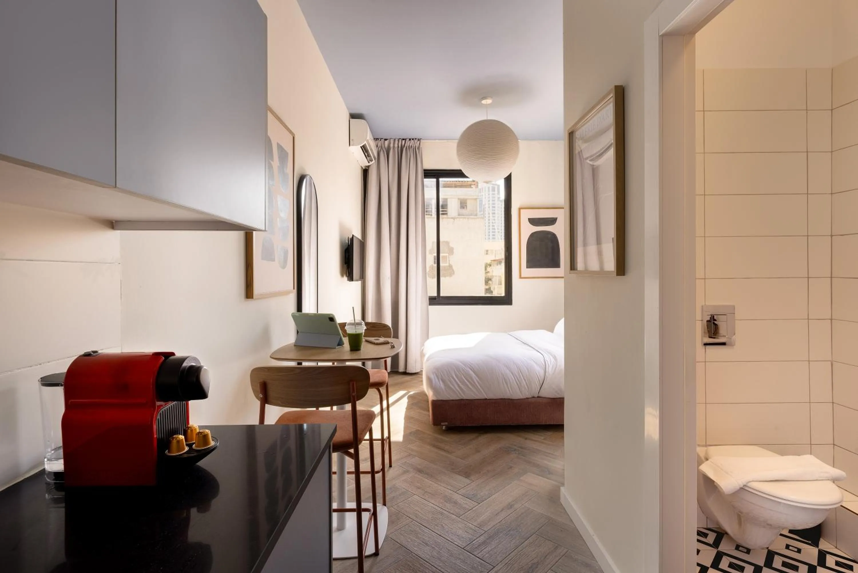 Bedroom, Bed in Monochrome - by Loginn Tel-Avivian hotels