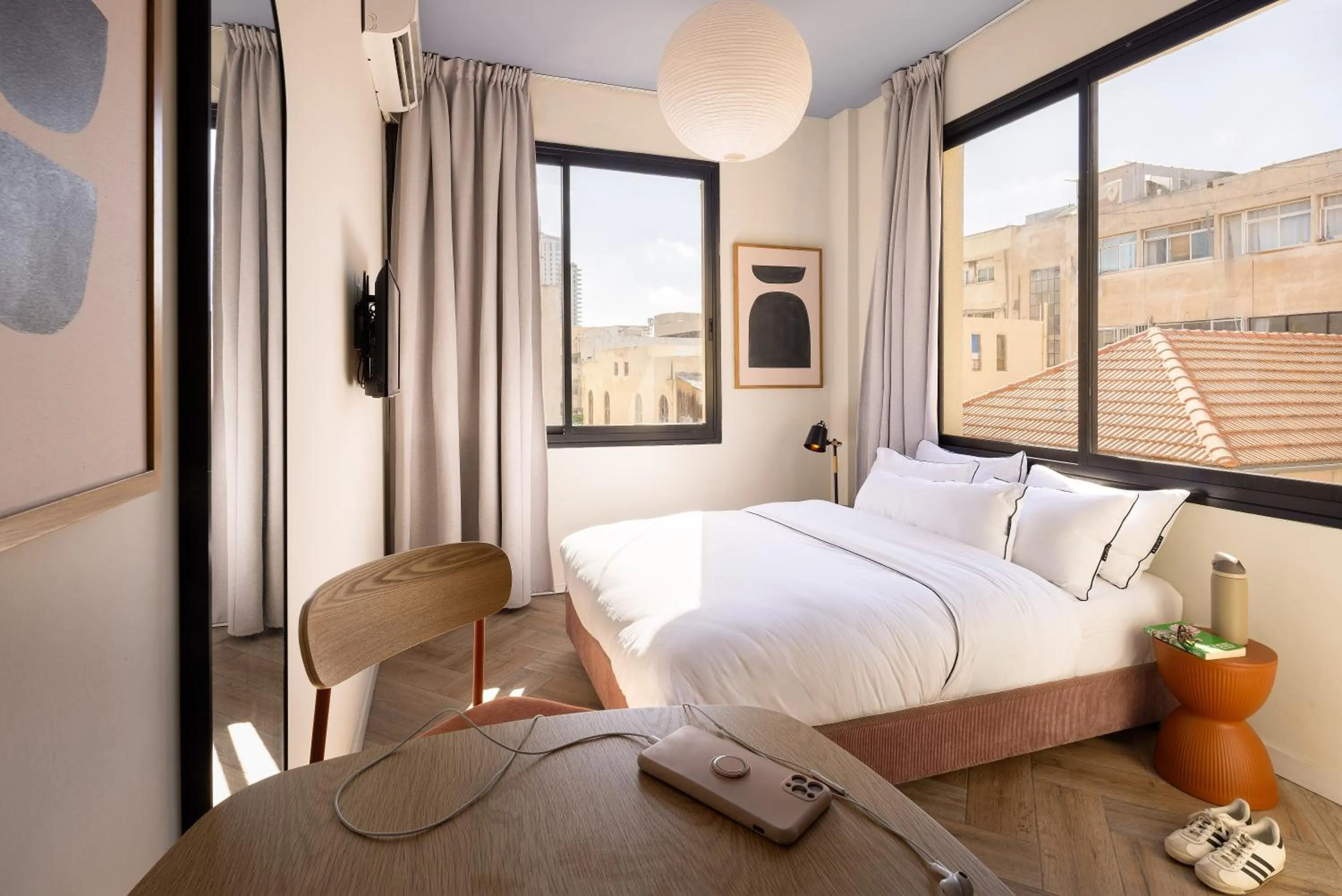 Bedroom, Bed in Monochrome - by Loginn Tel-Avivian hotels