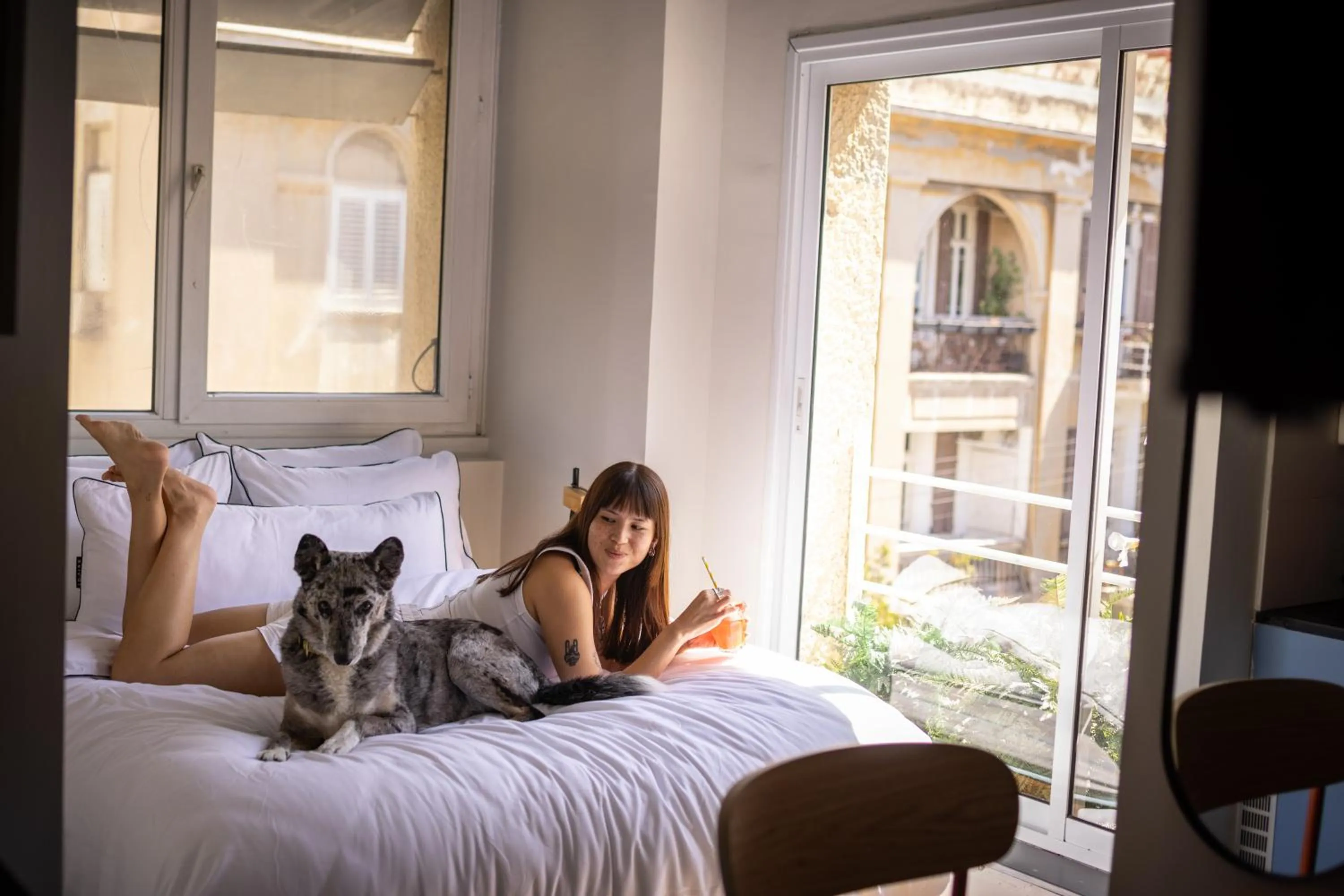 Bedroom, Bed in Monochrome - by Loginn Tel-Avivian hotels