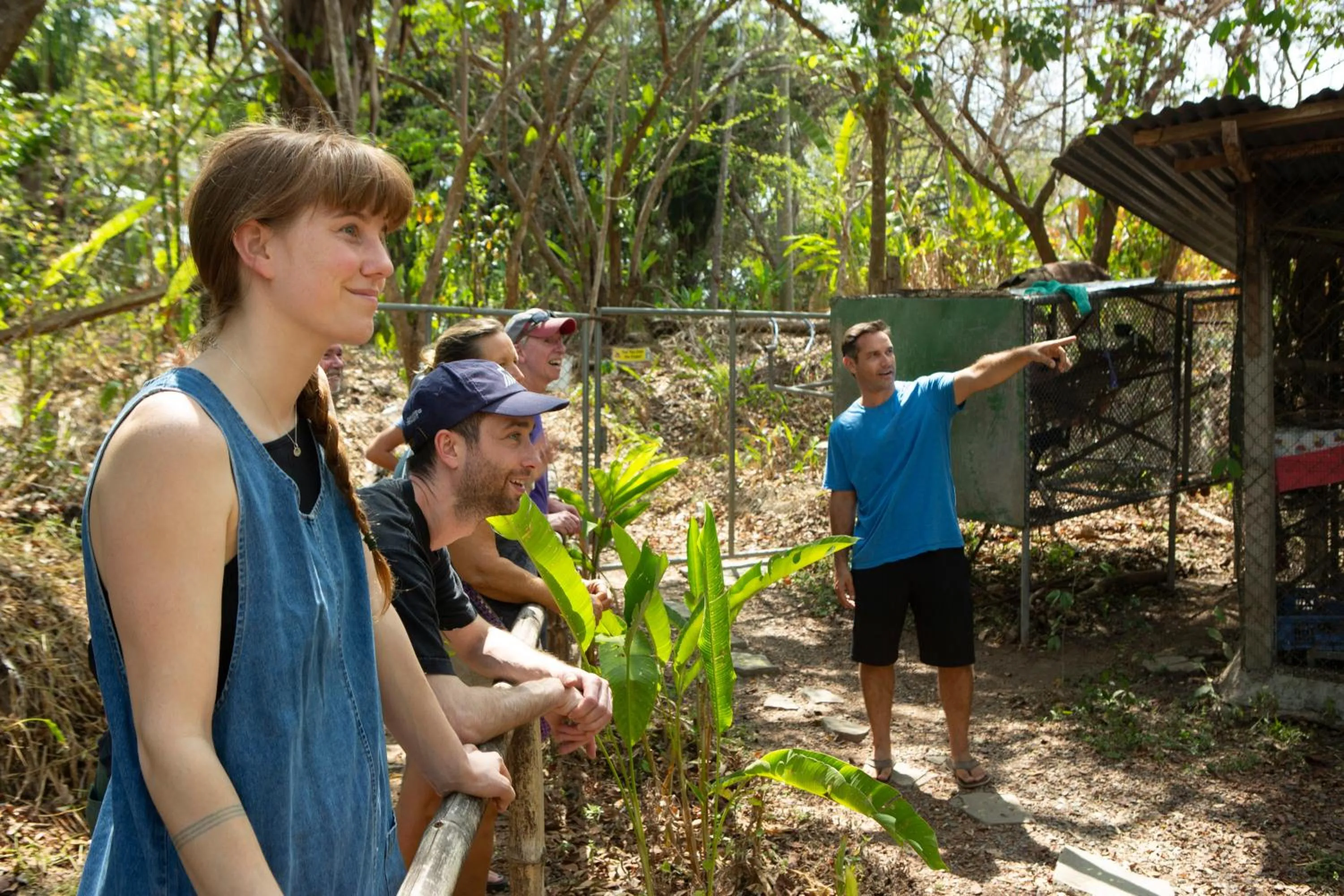 People in Jungle Lodge at Wild Sun Rescue Center