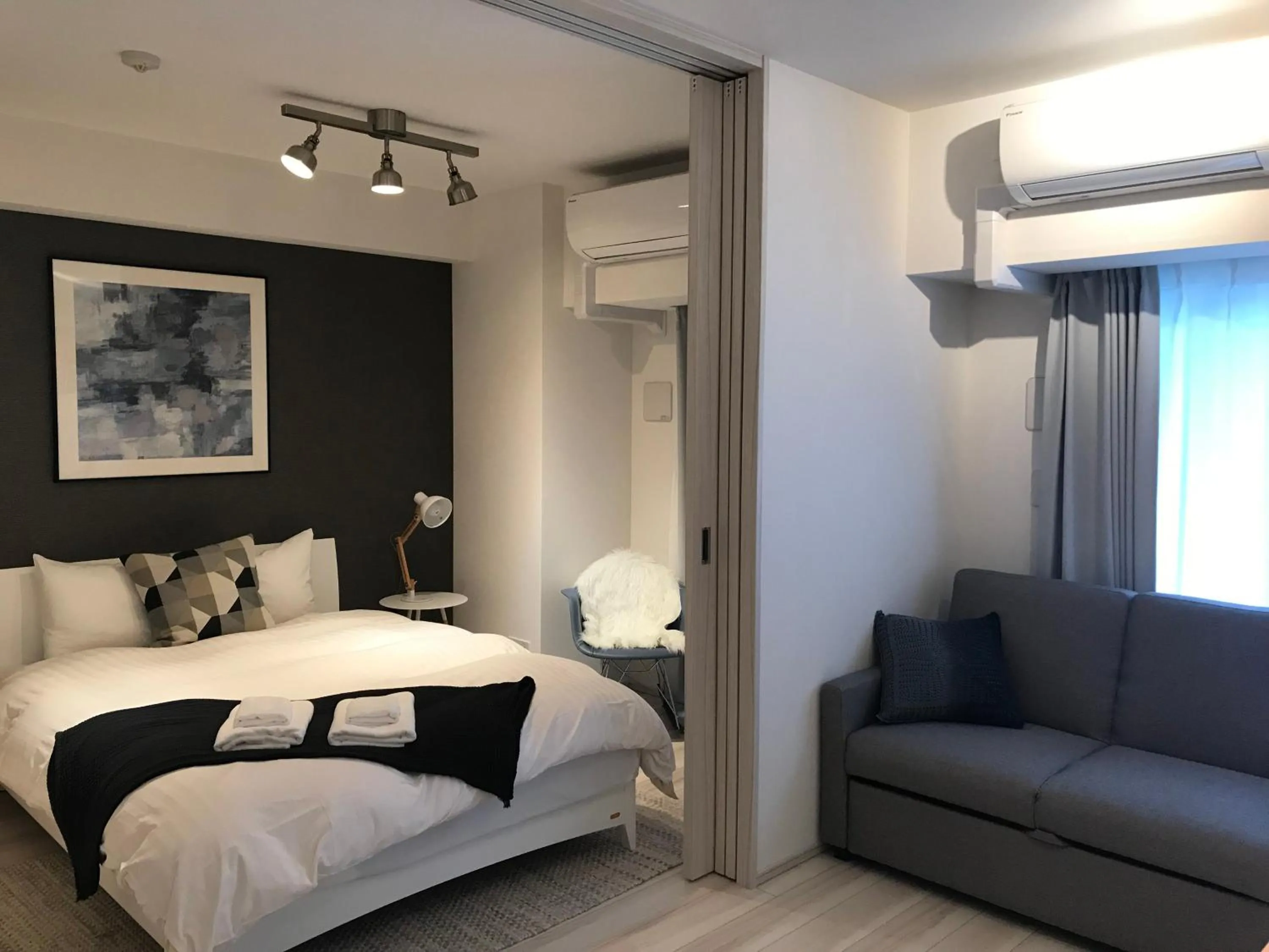 Living room, Bed in Dash Living Nihonbashi