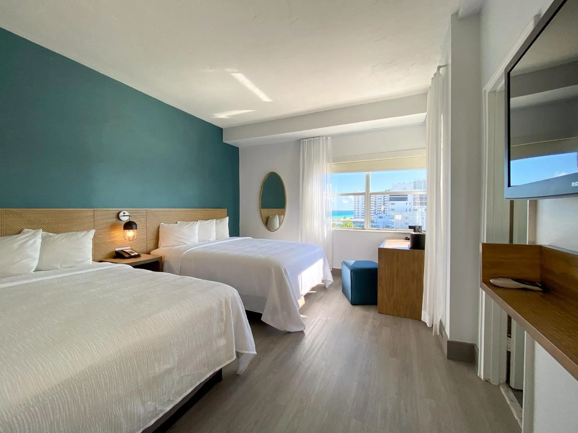 View (from property/room), Bed in Marseilles Beachfront Hotel