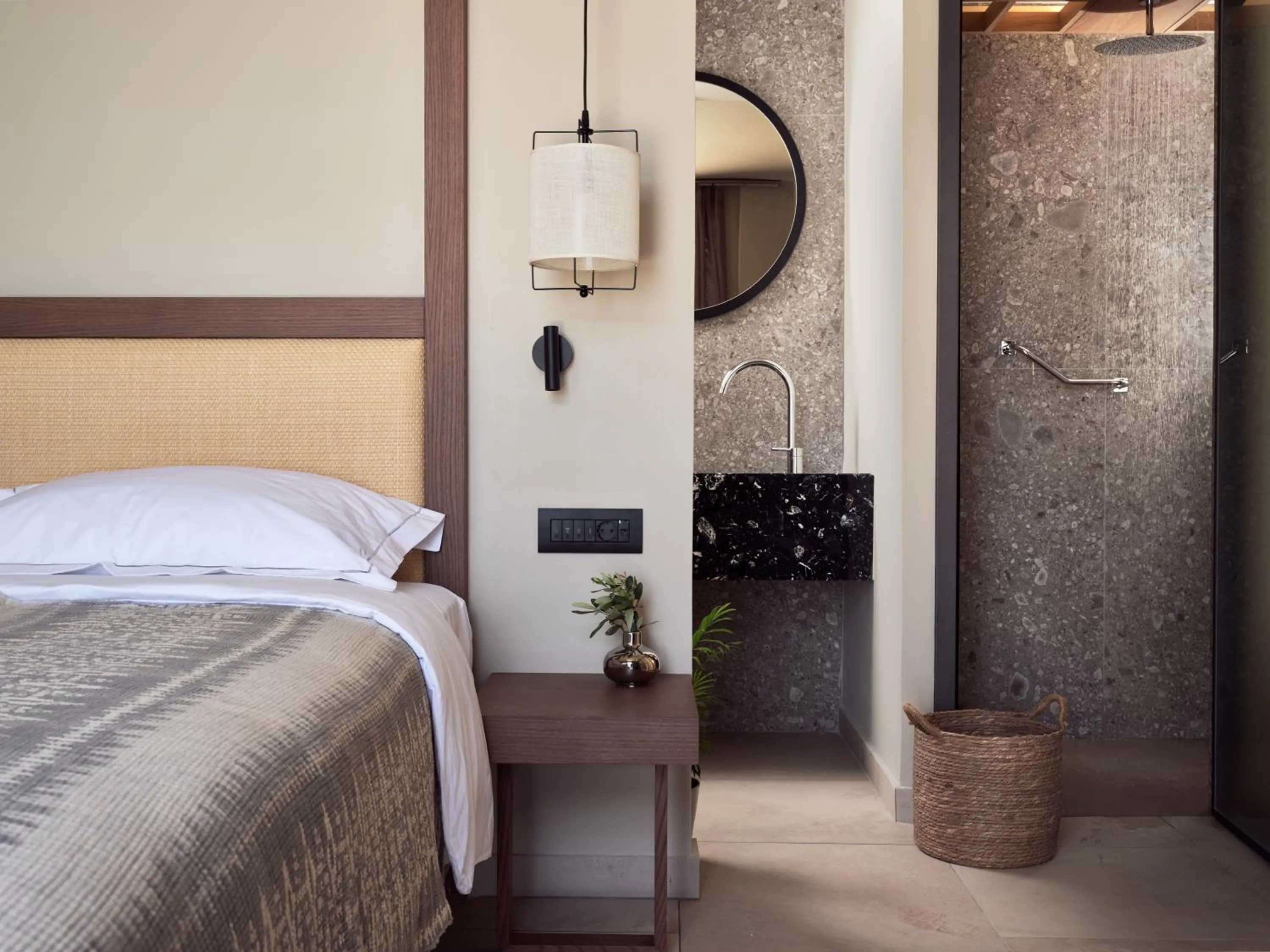 Bathroom, Bed in The Royal Senses Resort & Spa Crete, Curio Collection by Hilton