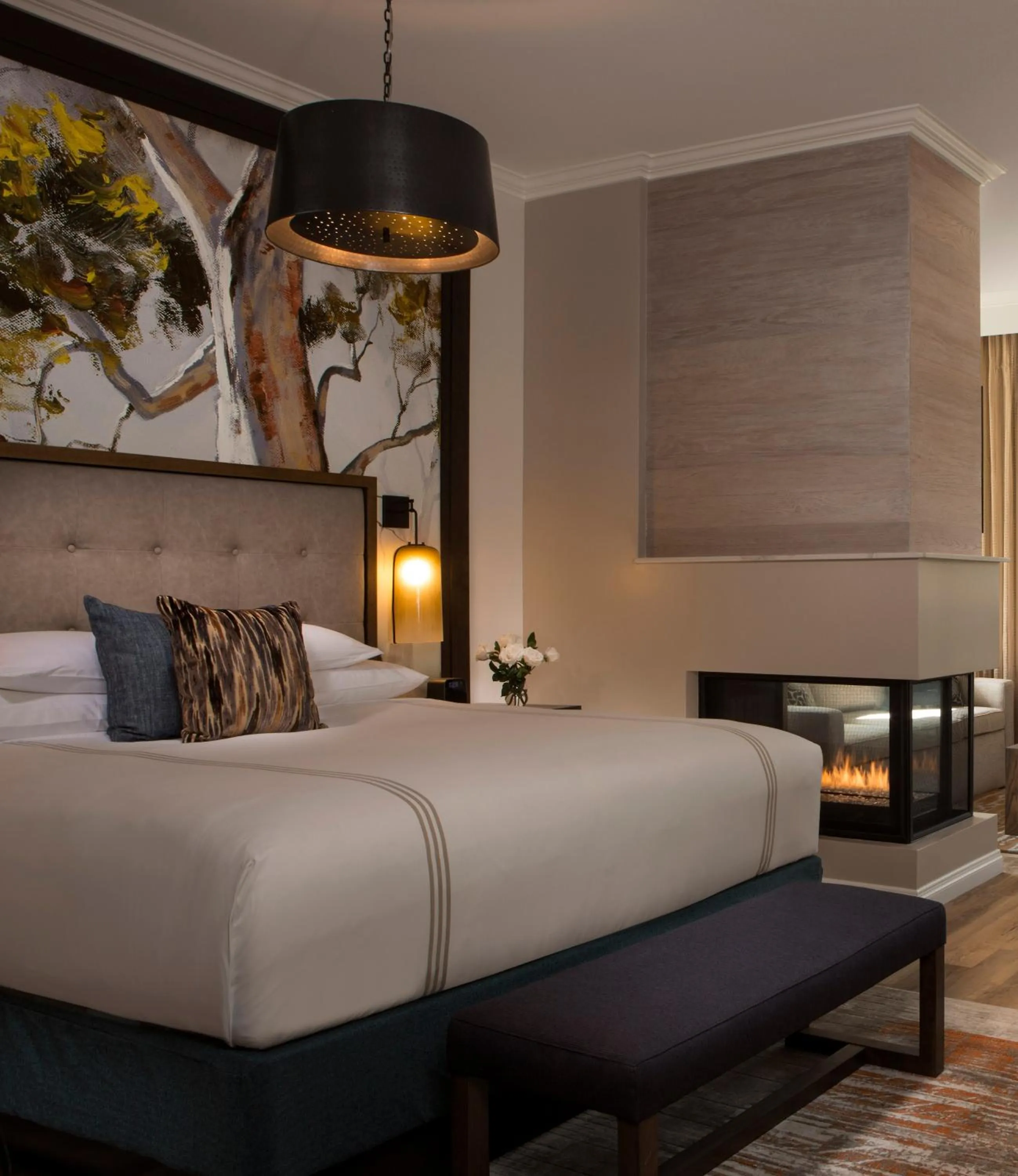 Bed in River Terrace Inn, a Noble House Hotel