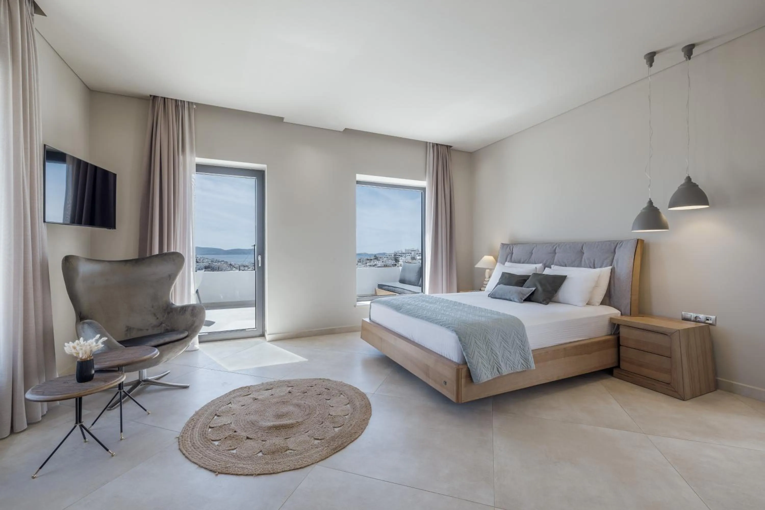 View (from property/room), Bed in El Mar Naxos