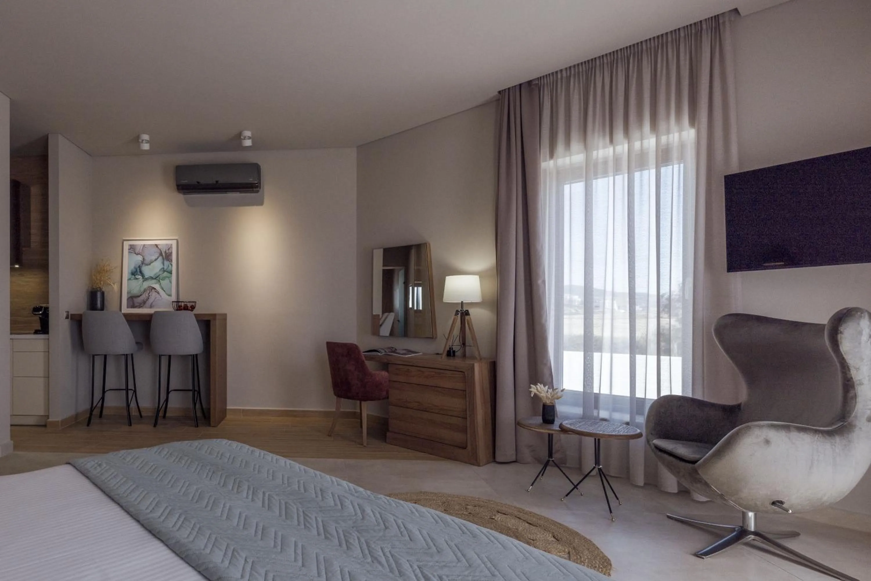 View (from property/room), Bed in El Mar Naxos