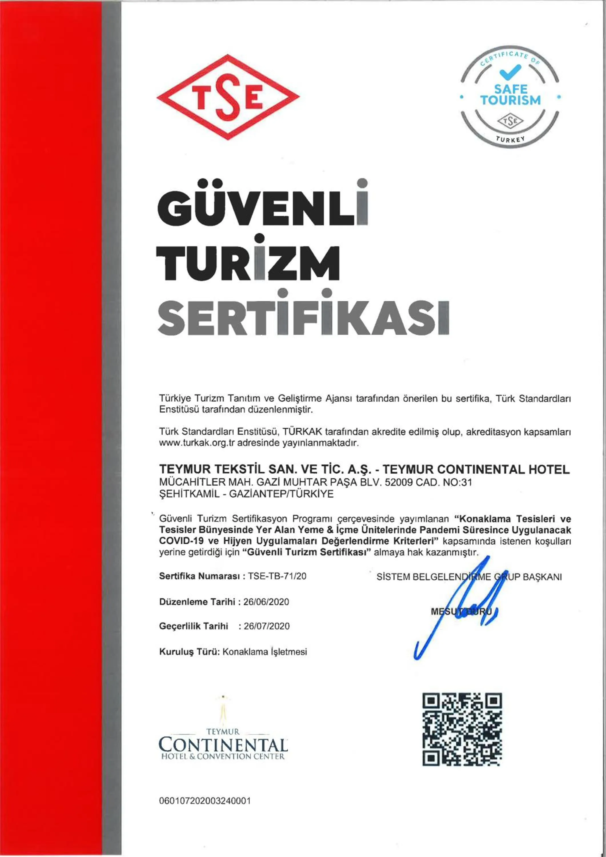 Facade/entrance in Teymur Continental Hotel