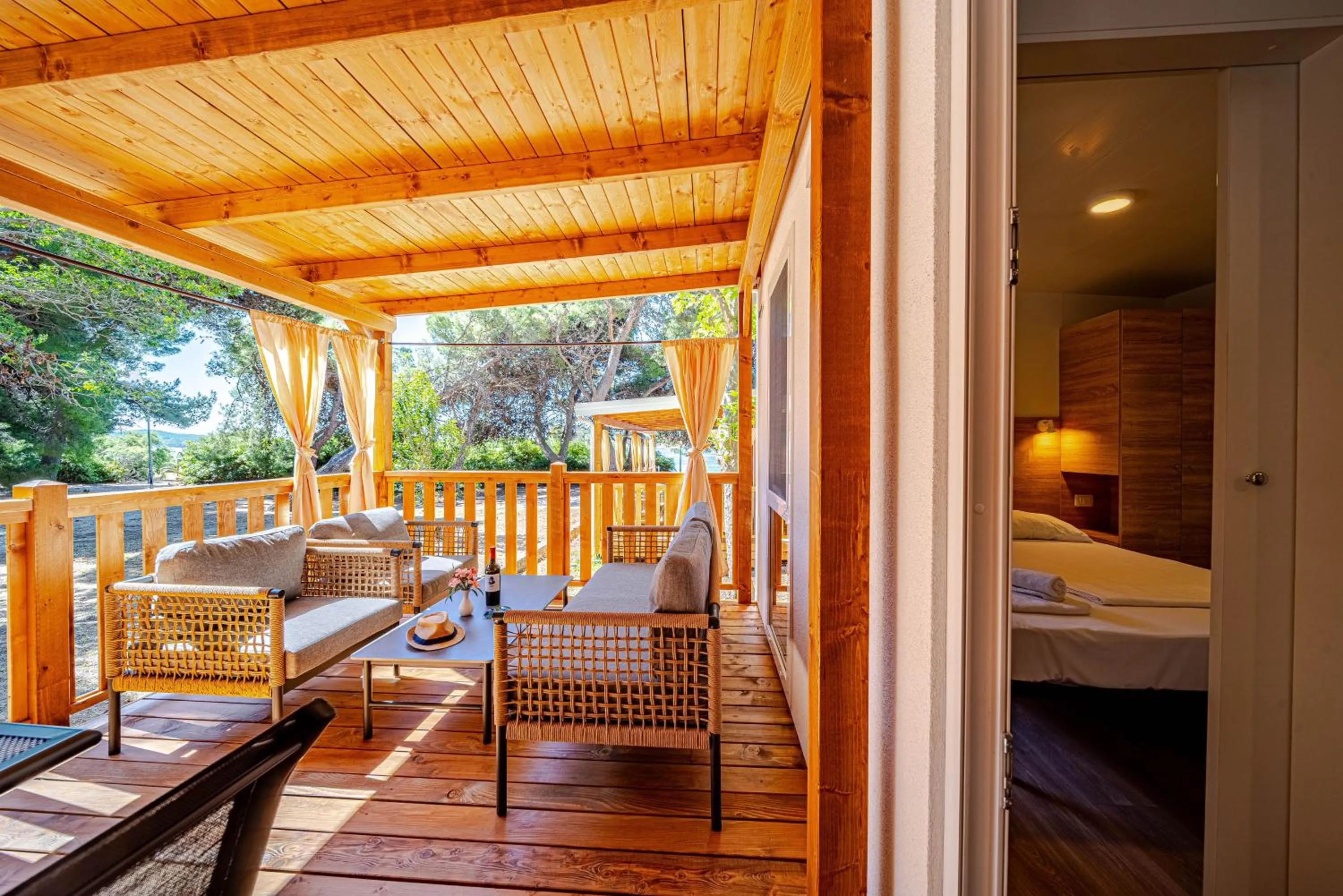 Patio, Bed in Mobile Homes Camp Perna - Adriatic Kampovi