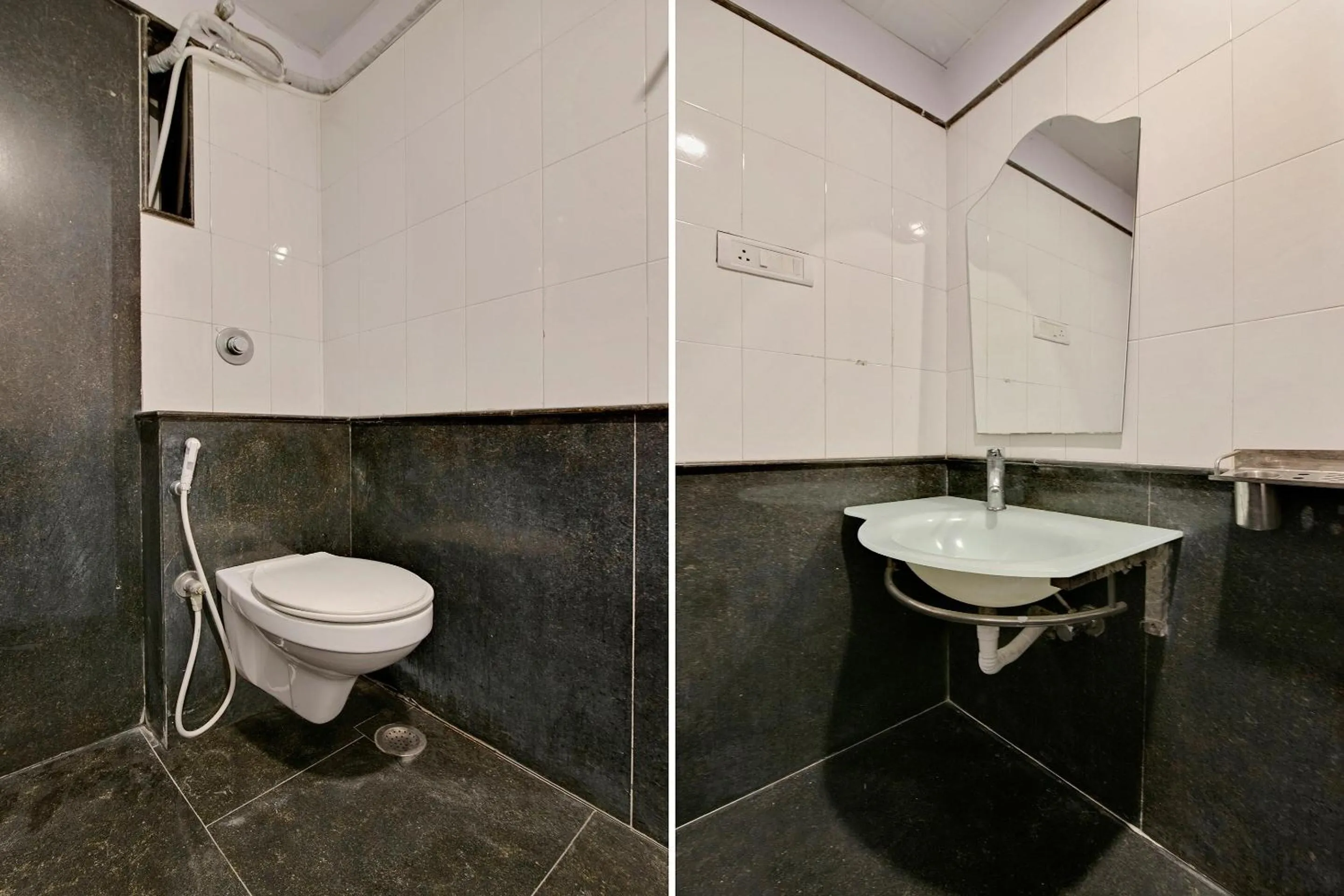 Bathroom in Capital O Elegant Amethyst Business Hotel Near Ragigudda Sri Prasanna Anjaneyaswamy Temple