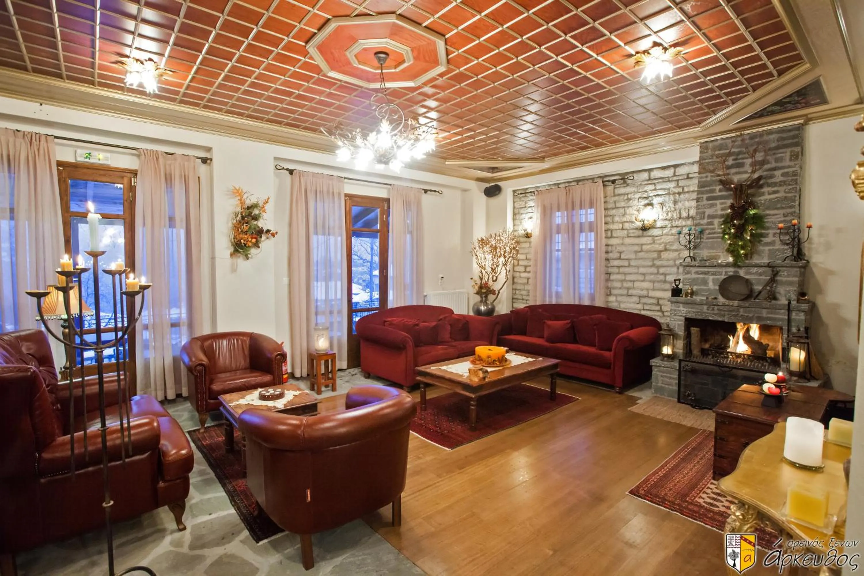 Seating area in Arkefthos Mountain Hotel