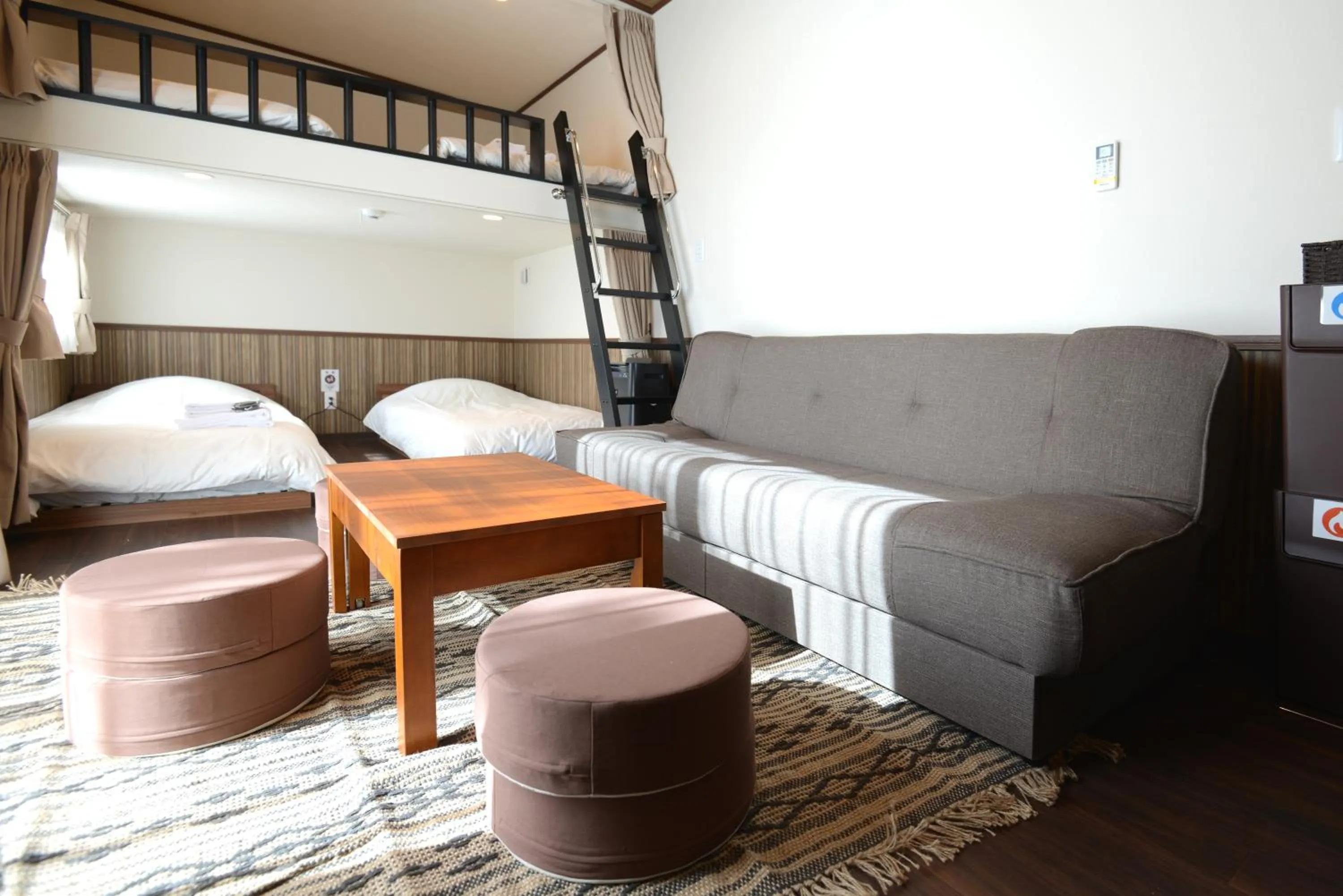 Bathroom, Bed in Mt Fuji Glamping TOURIST VILLA Kawaguchiko