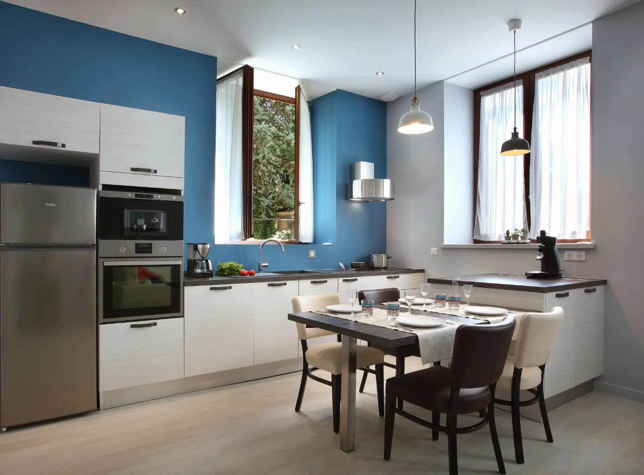 Kitchen or kitchenette in Hotel des Eaux