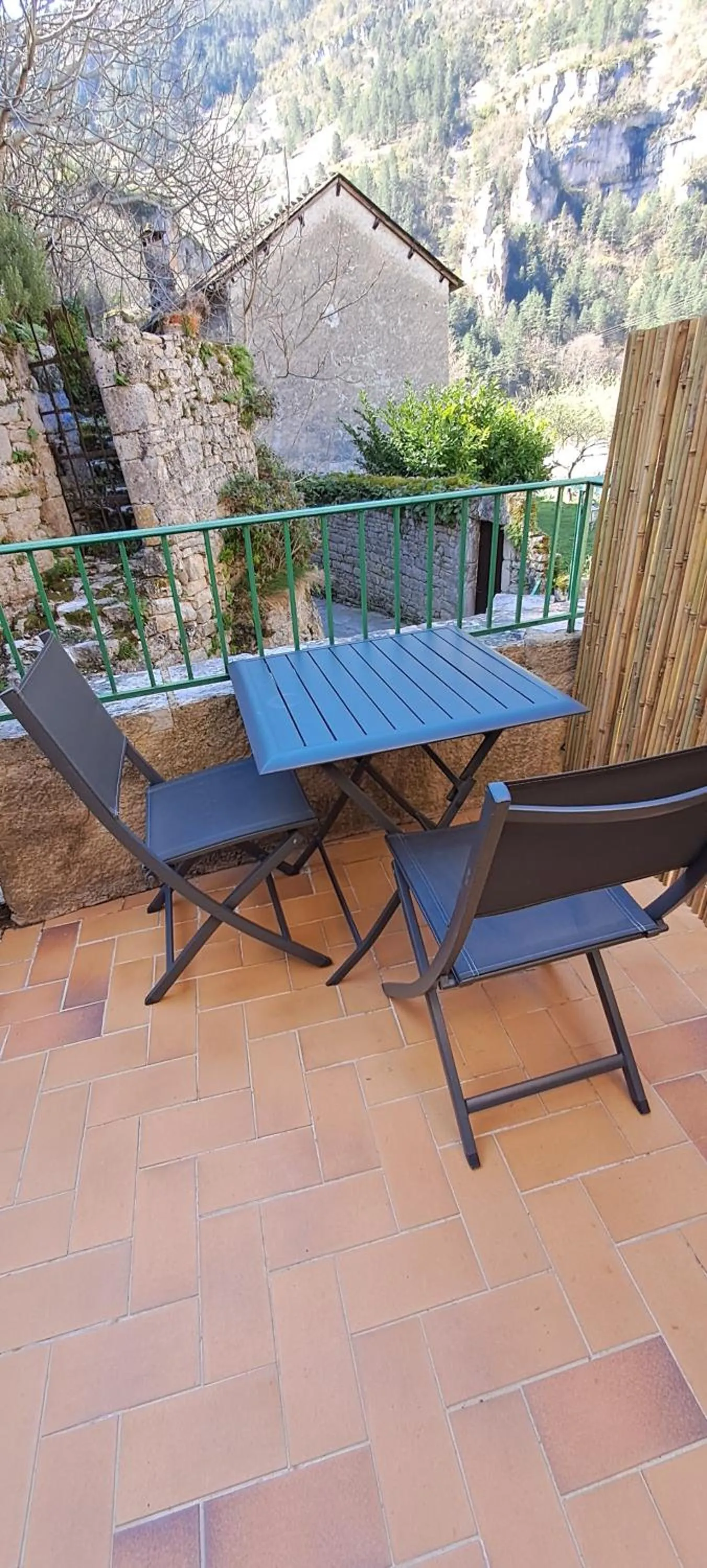 Balcony/Terrace in Logis Hôtel restaurant Auberge de la Cascade